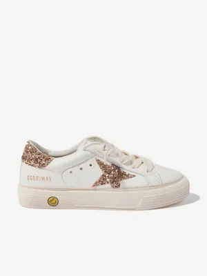 Golden Goose Girls Leather Glitter Star And Heel Trainers in White