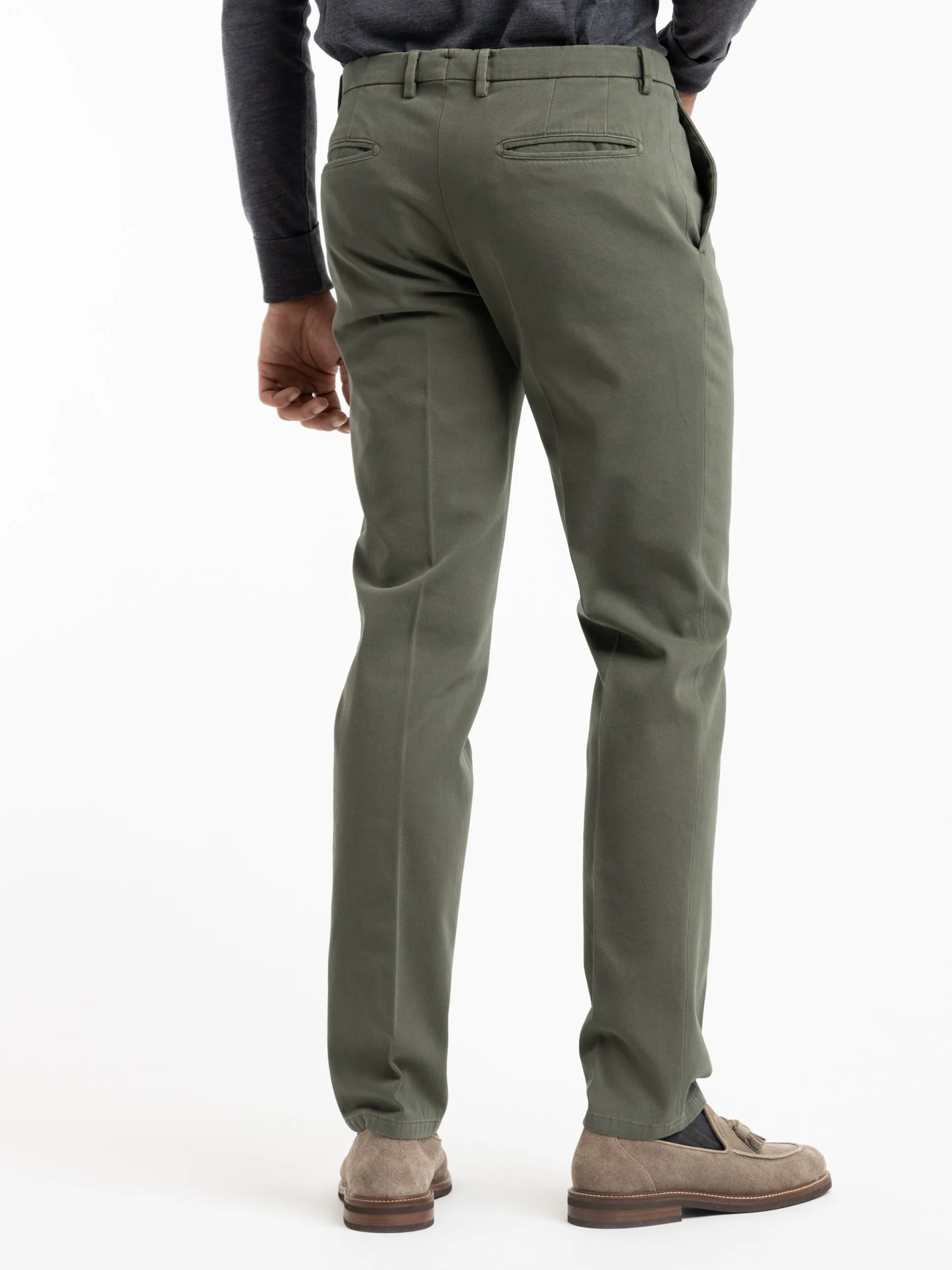 Green Cotton Pleated Trousers