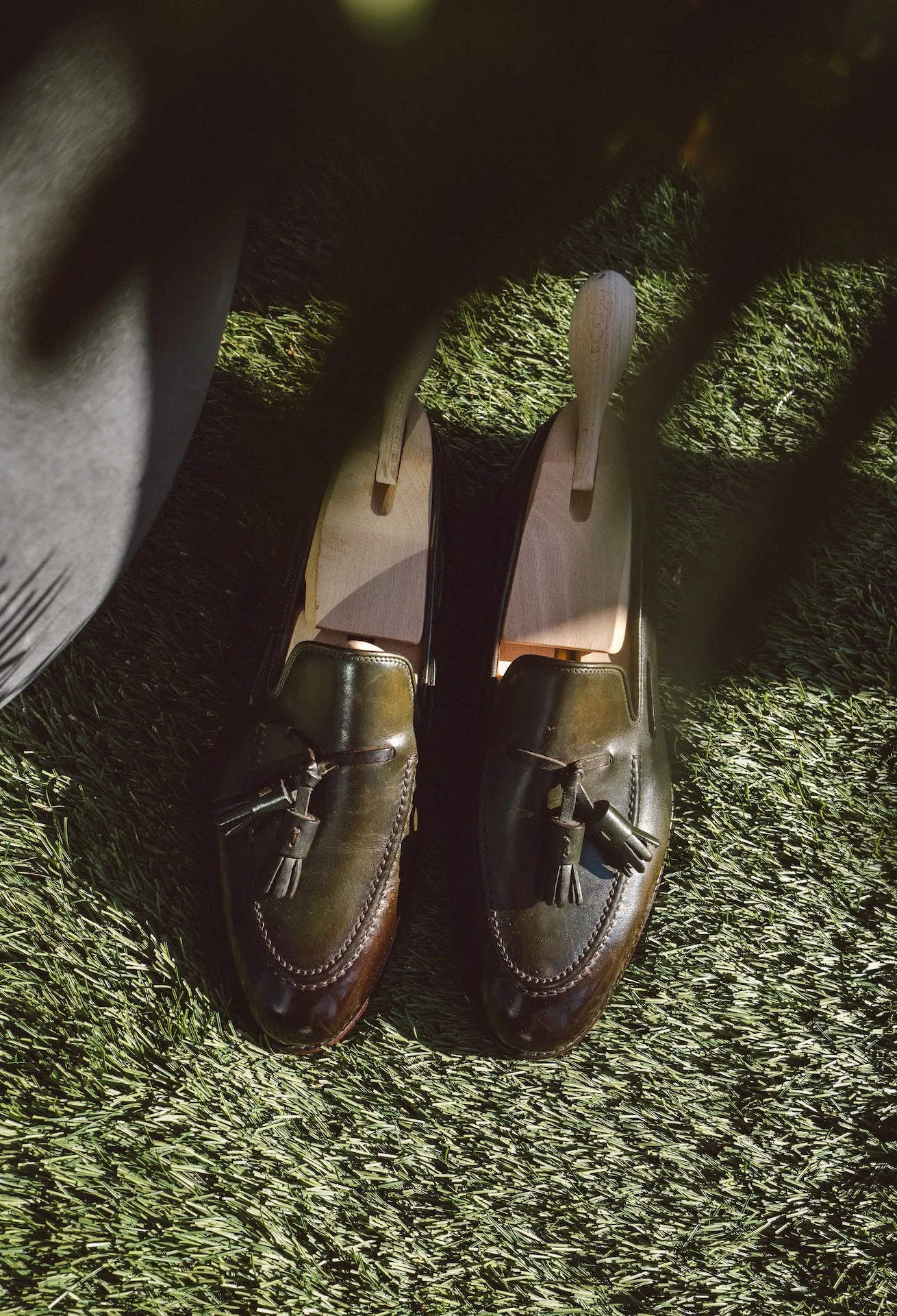 Handcrafted Tassel Loafers in Oliva Green