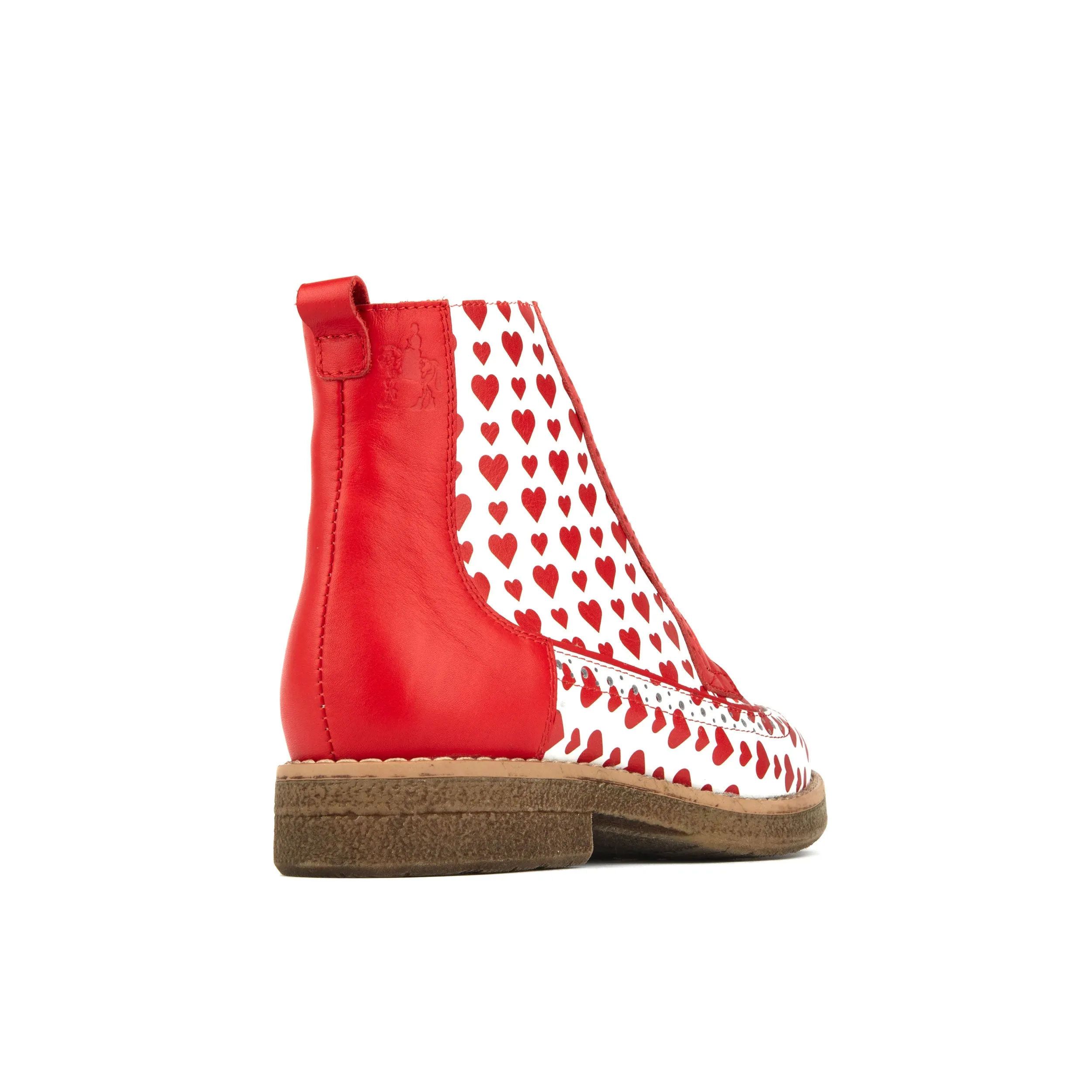 Hatter - Love Struck - Women's ankle boot with red hearts print on white leather