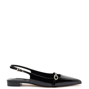 Ines Flat In Black Patent Leather by Larroudé