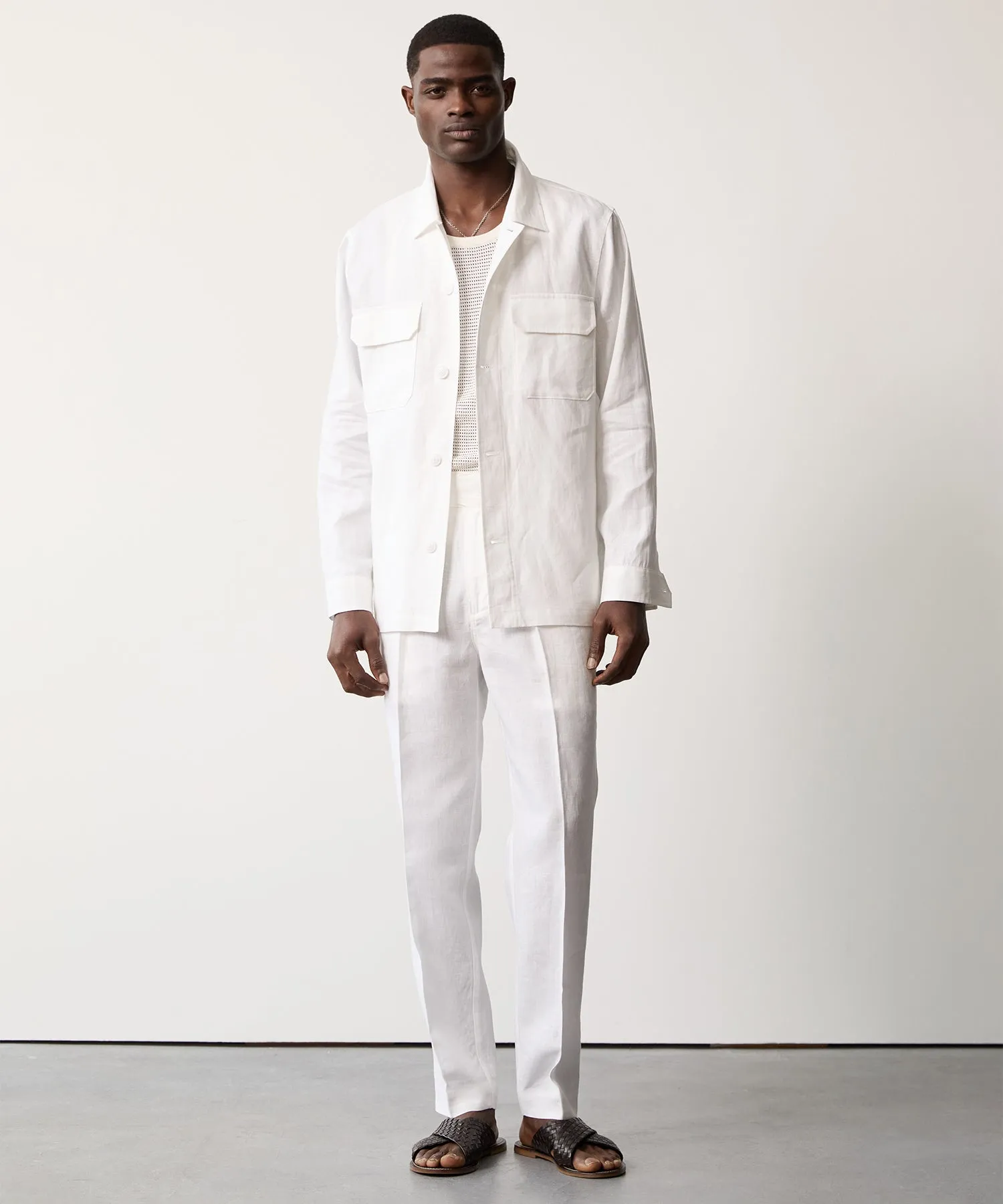 Irish Linen Gurkha Trouser in White