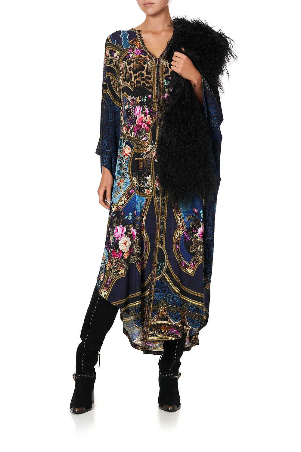 JERSEY LONG KAFTAN WITH ROUNDED HEM FIELDS OF TREASURE