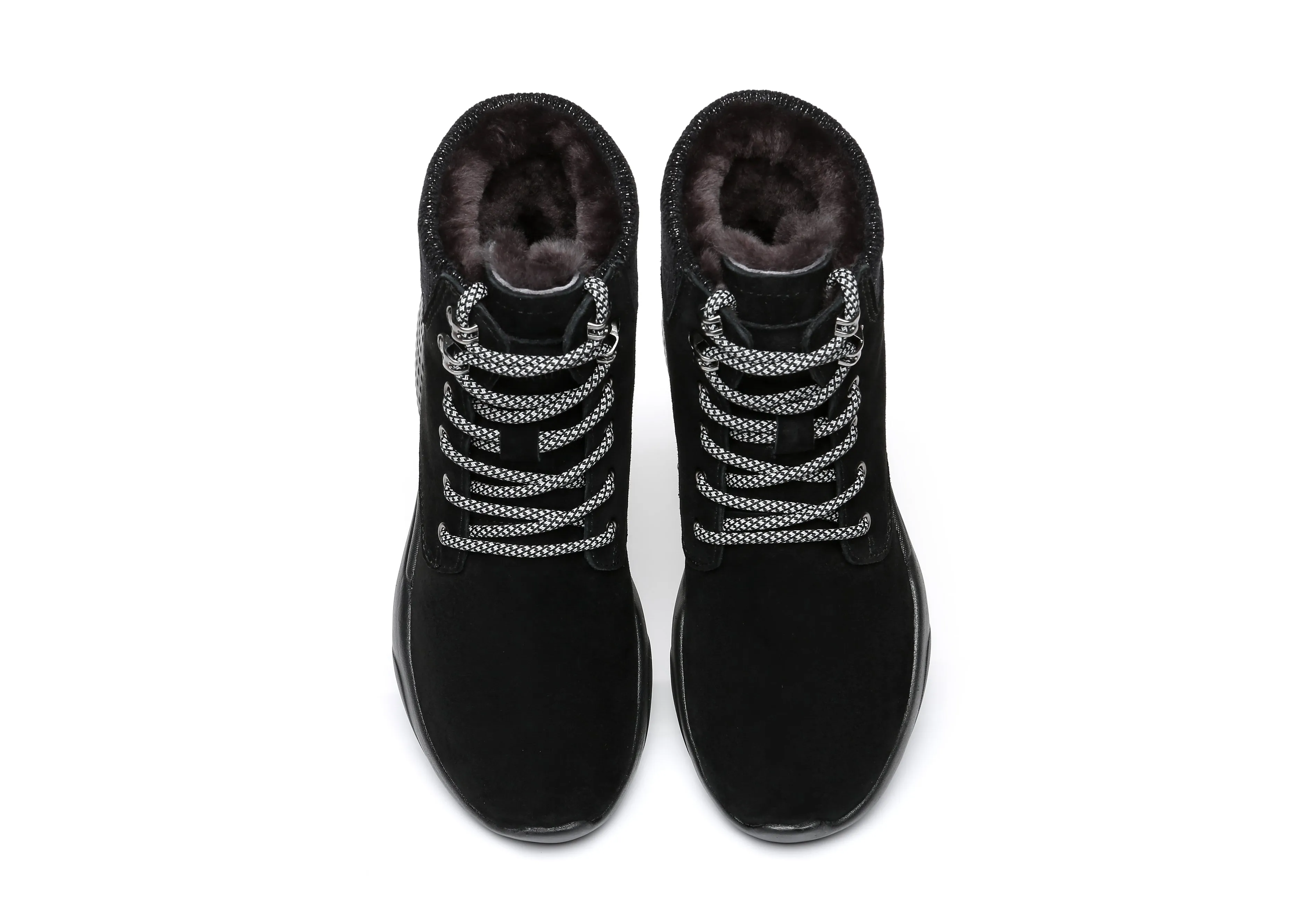 Lace Up Ankle Boots With Sheepskin Wool Pastoral Ramble