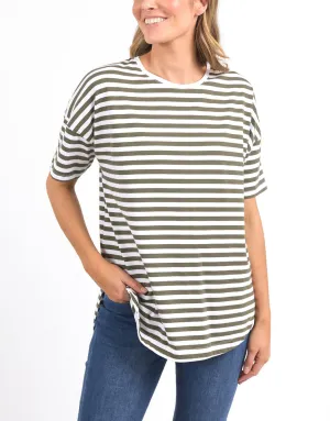 Lauren Short Sleeve Tee - Stripe - Clover & White Stripe