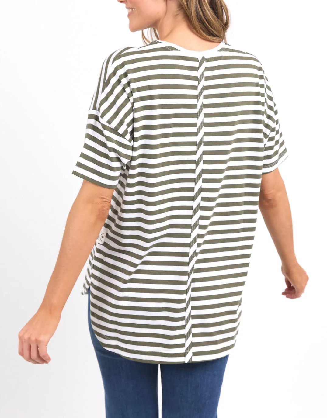 Lauren Short Sleeve Tee - Stripe - Clover & White Stripe