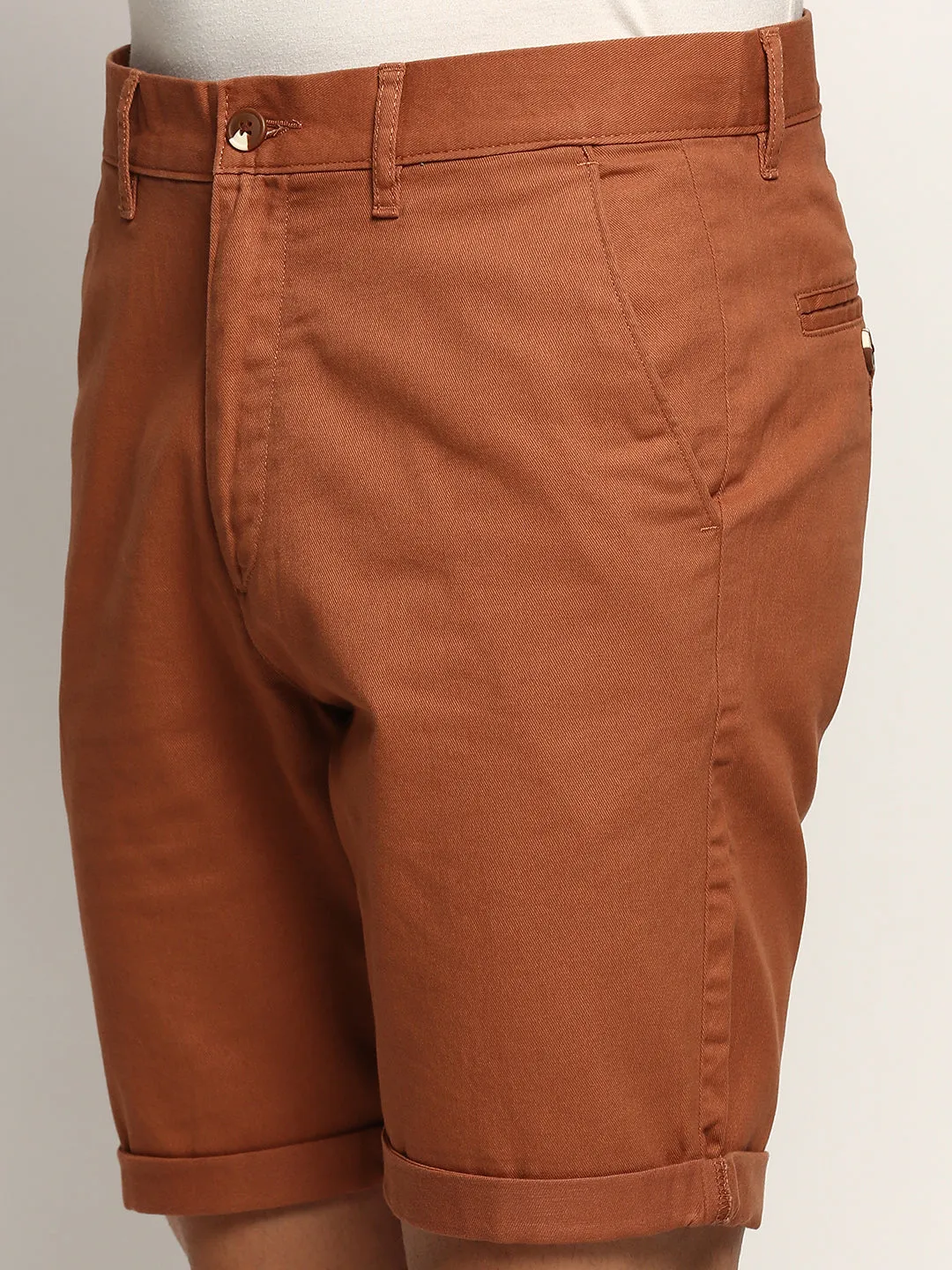 Men Brown Solid Shorts