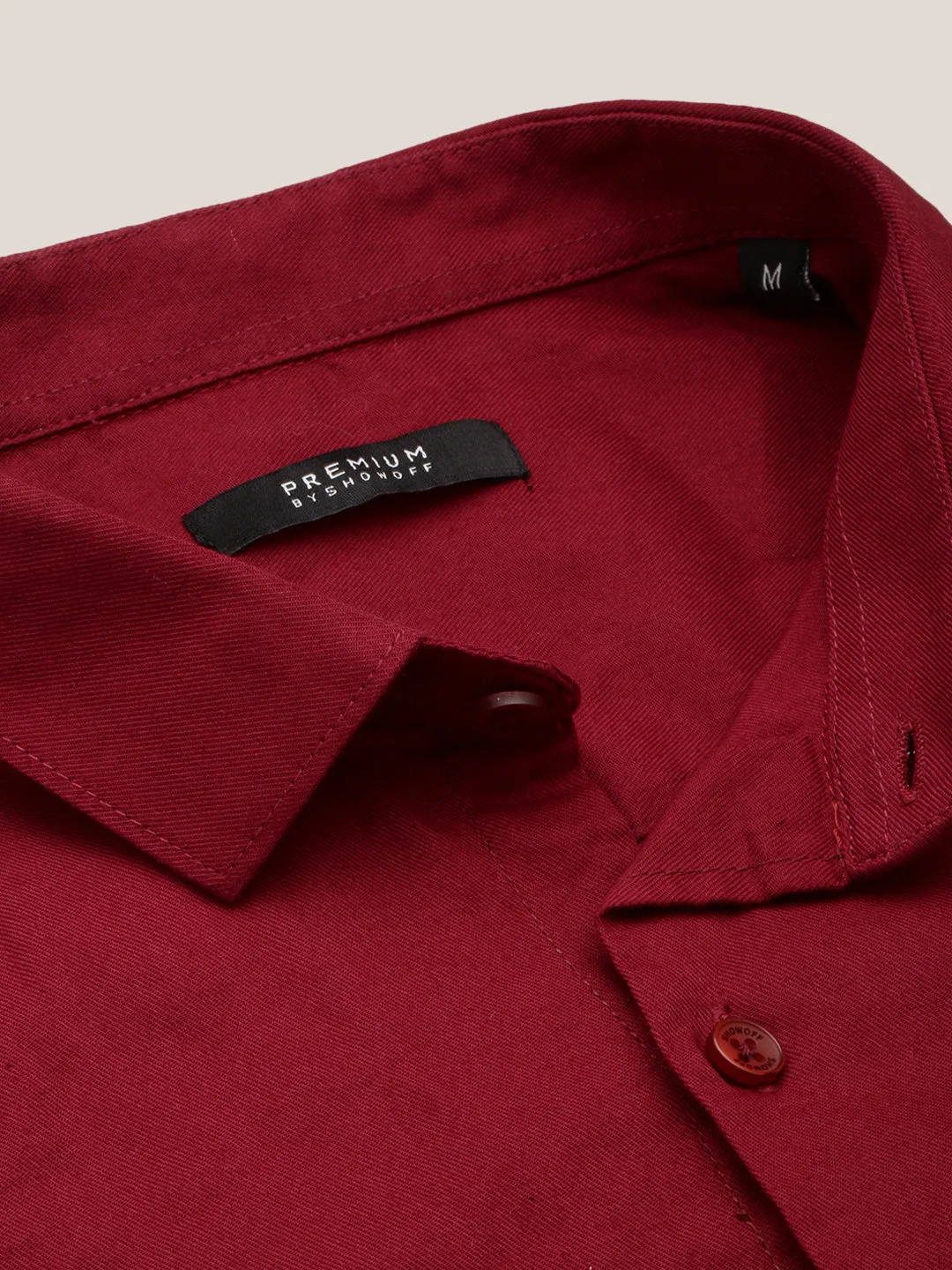 Men Maroon Solid Casual Shirt