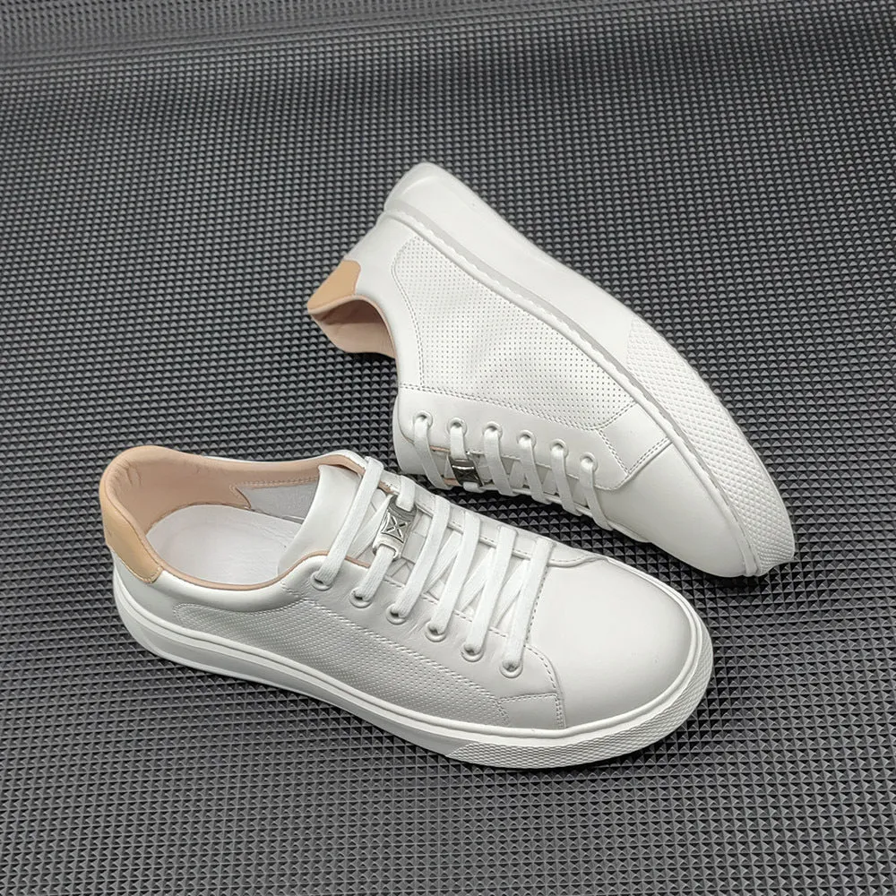 Men Minimalist Fashion Breathable Leather Flat Casual Shoes