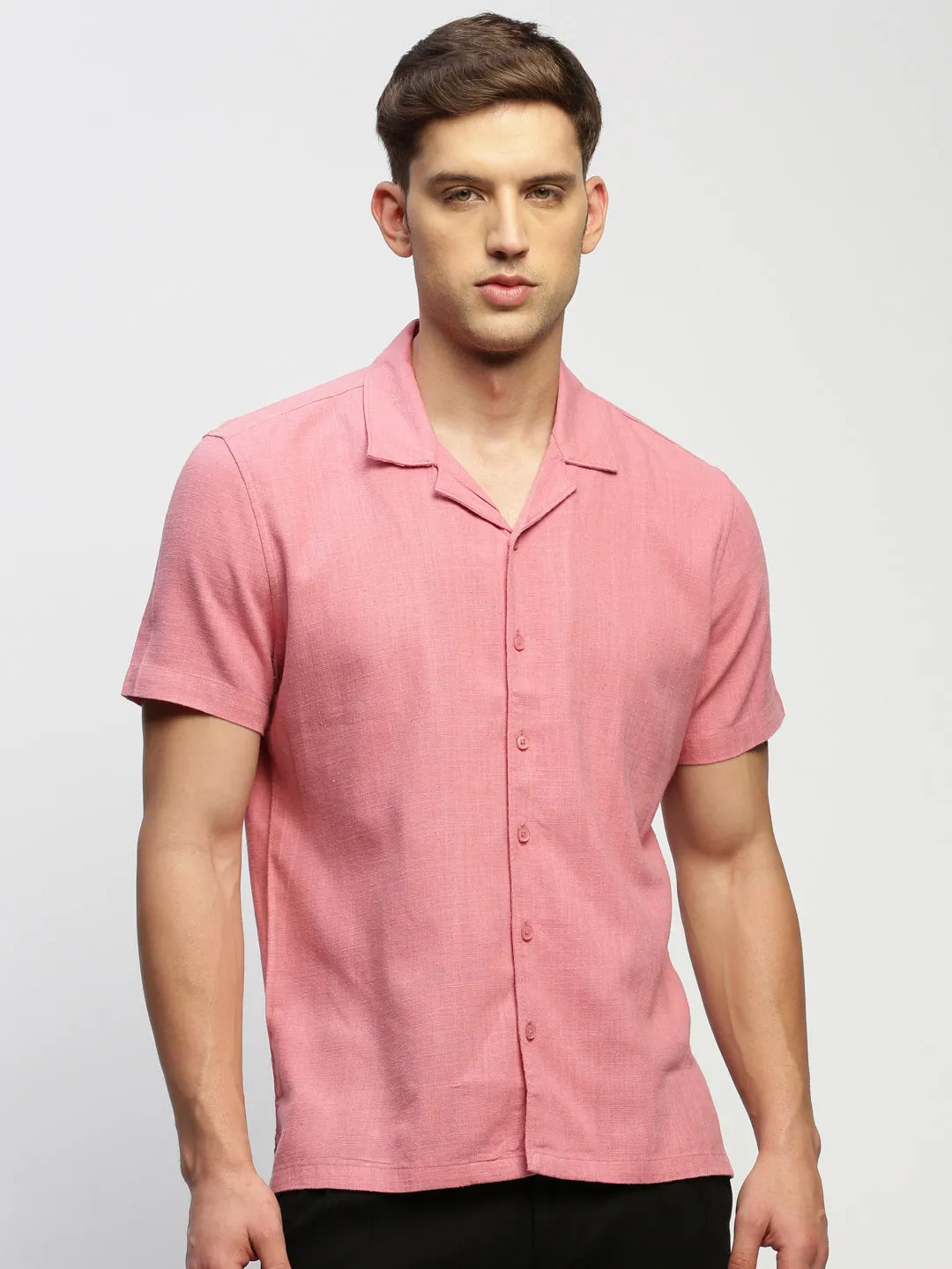 Men Peach Solid Shirt