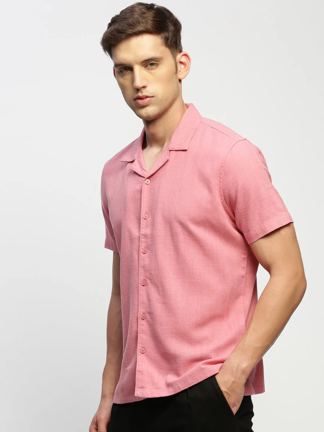 Men Peach Solid Shirt