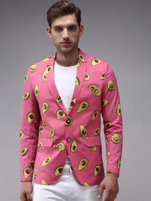 Men Pink Printed Blazer