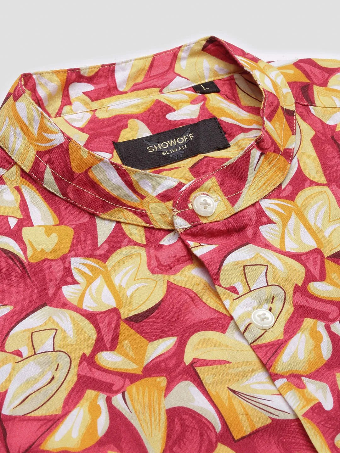 Men Red Printed Slim Fit Shirt