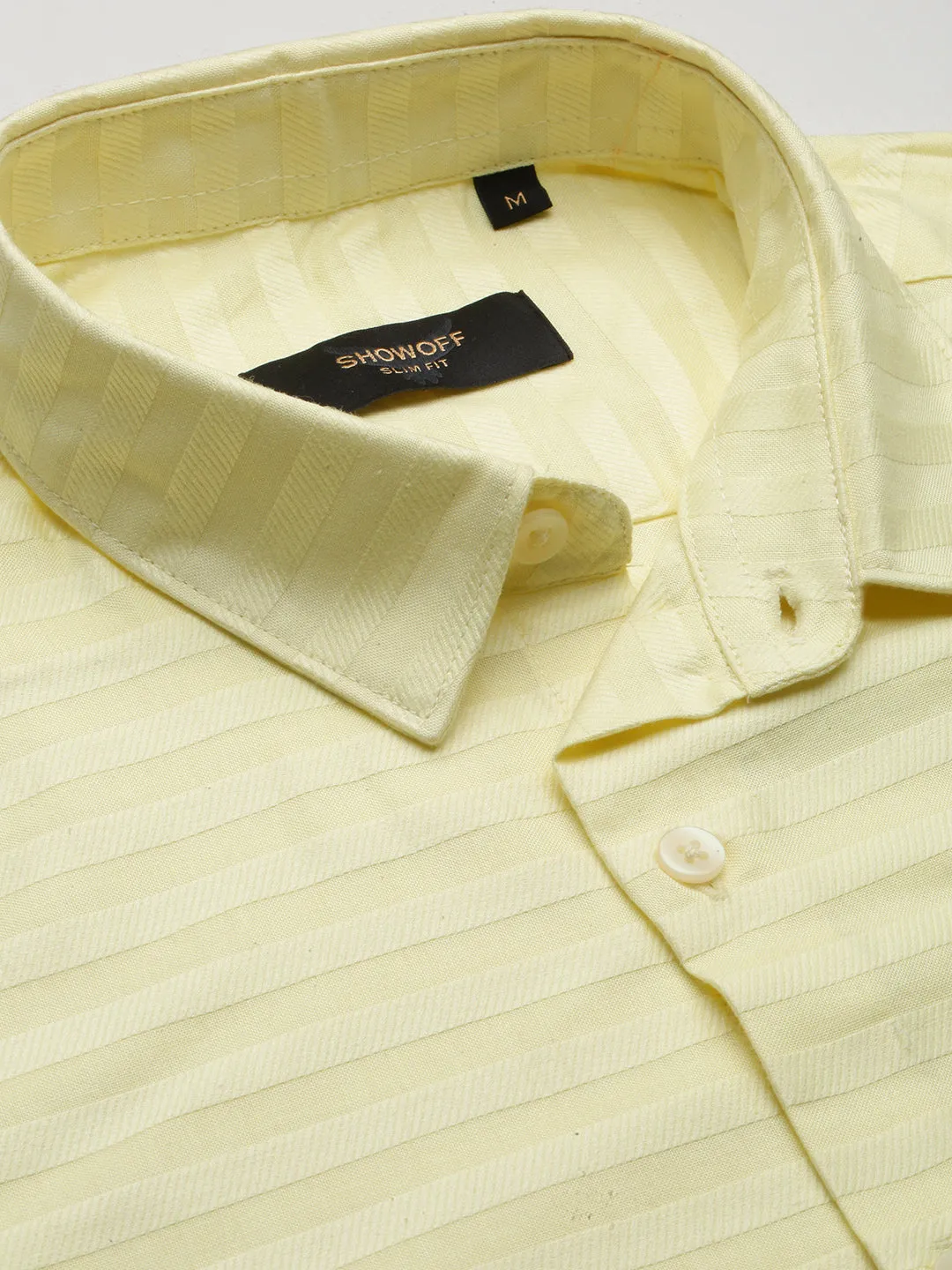 Men Yellow Slim Fit Striped Shirt