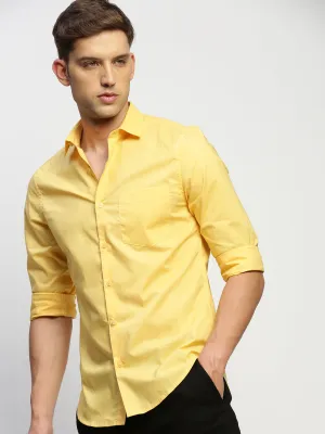 Men Yellow Solid Shirt