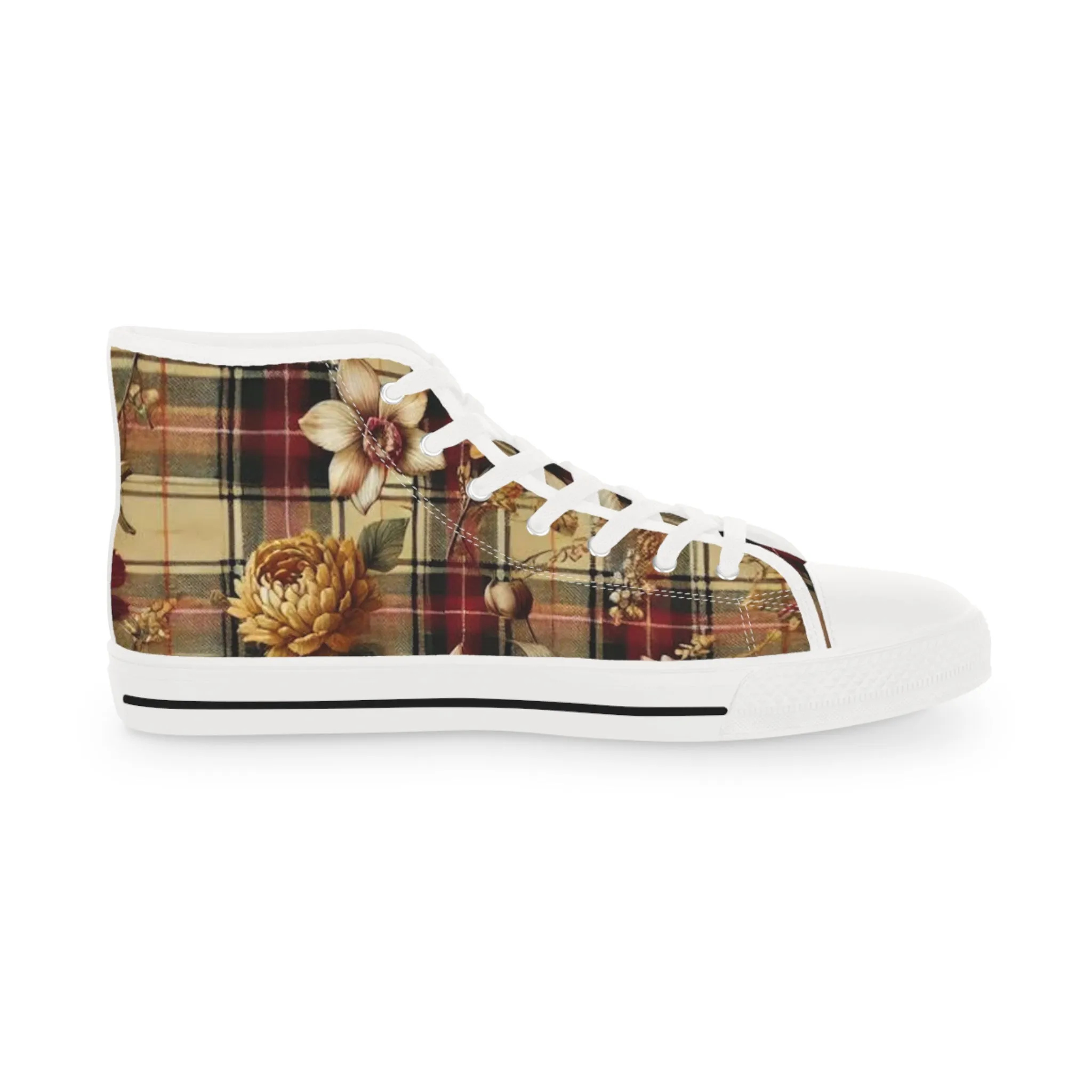 Men's High Top Sneakers Harmonic Bloom Plaid Collection