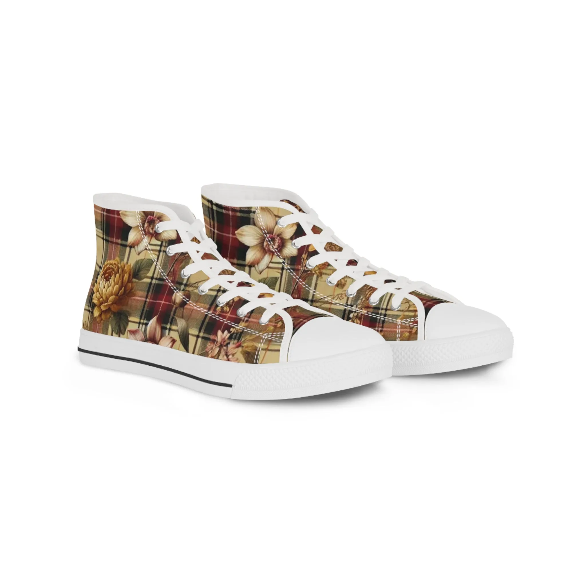 Men's High Top Sneakers Harmonic Bloom Plaid Collection