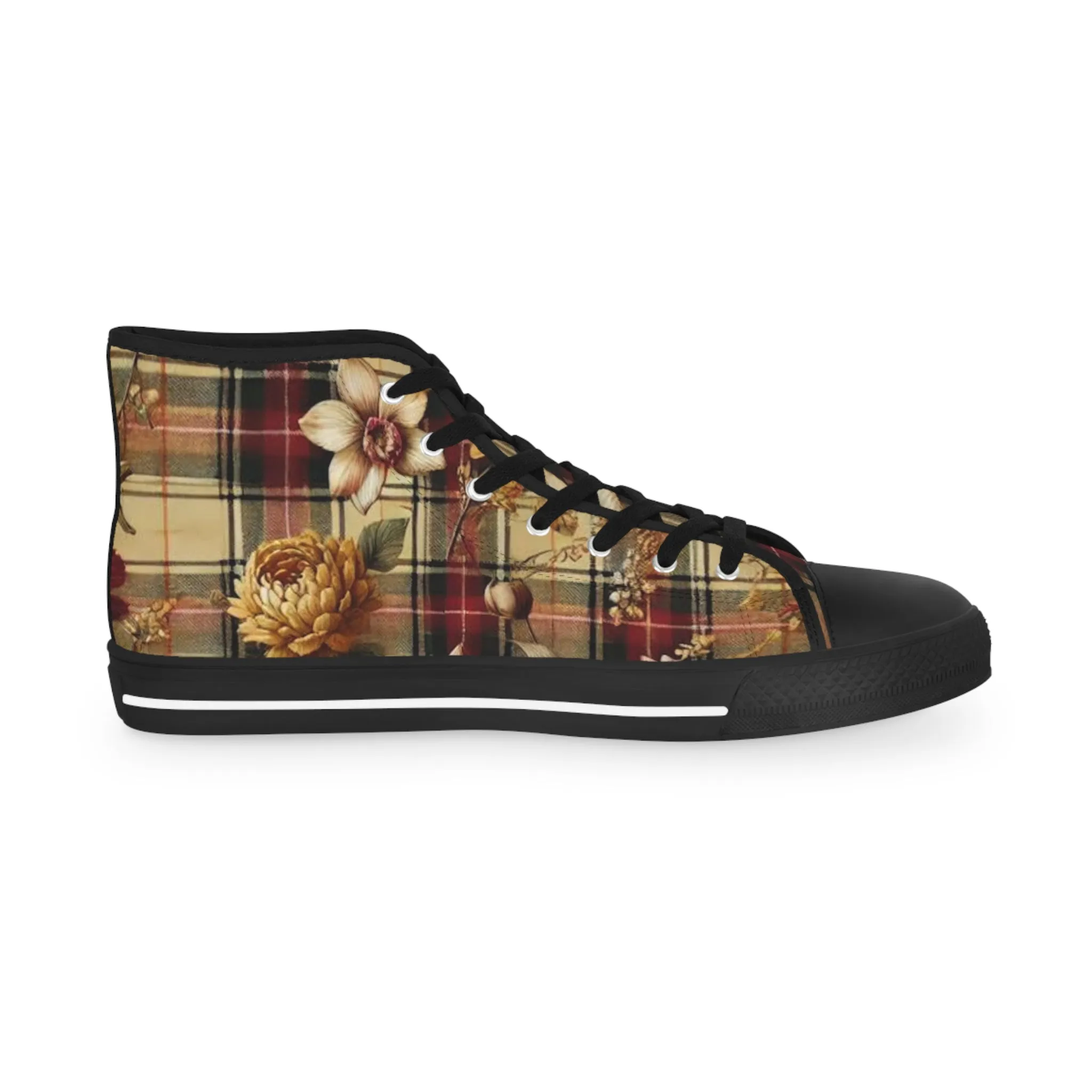 Men's High Top Sneakers Harmonic Bloom Plaid Collection