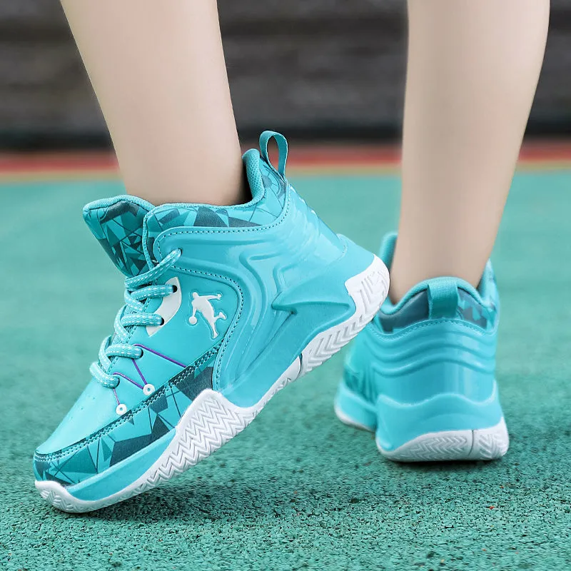 New leather children's basketball sneakers teenagers primary and secondary school students student trend sports casual shoes