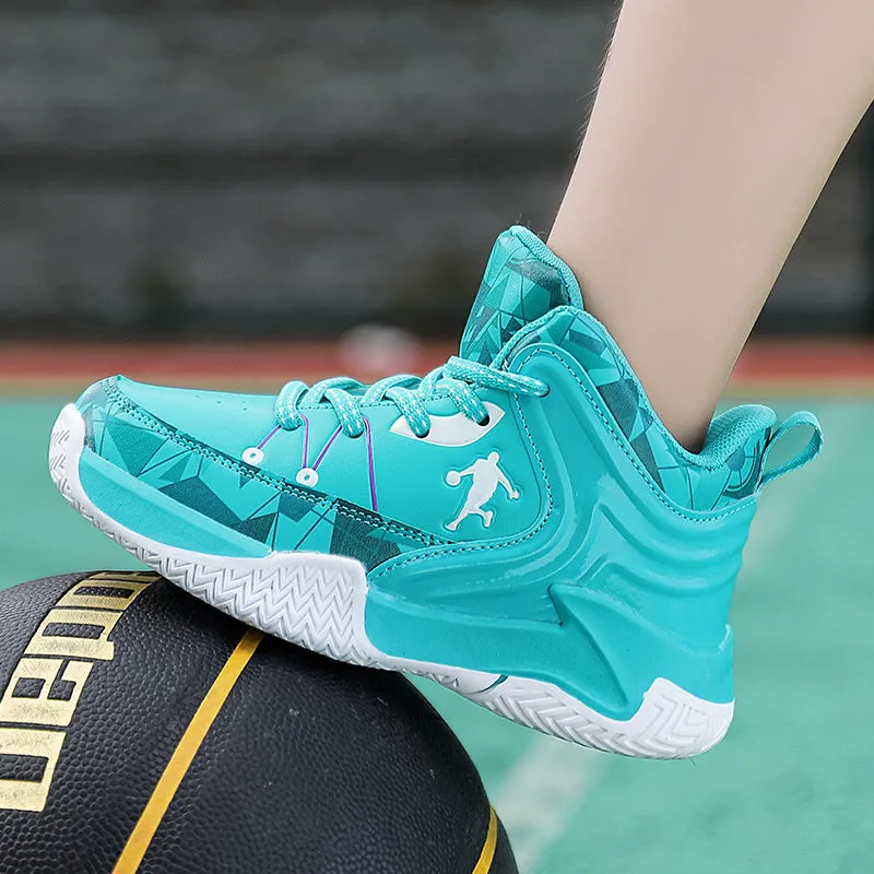 New leather children's basketball sneakers teenagers primary and secondary school students student trend sports casual shoes