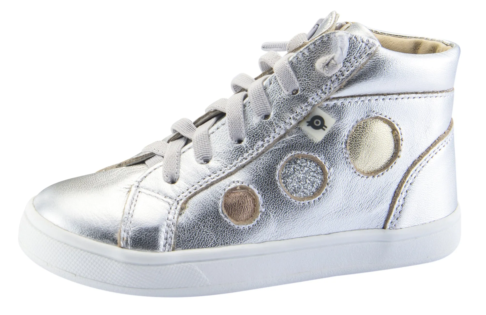 Old Soles Boy's and Girl's Round About High Top Leather Sneakers, Silver