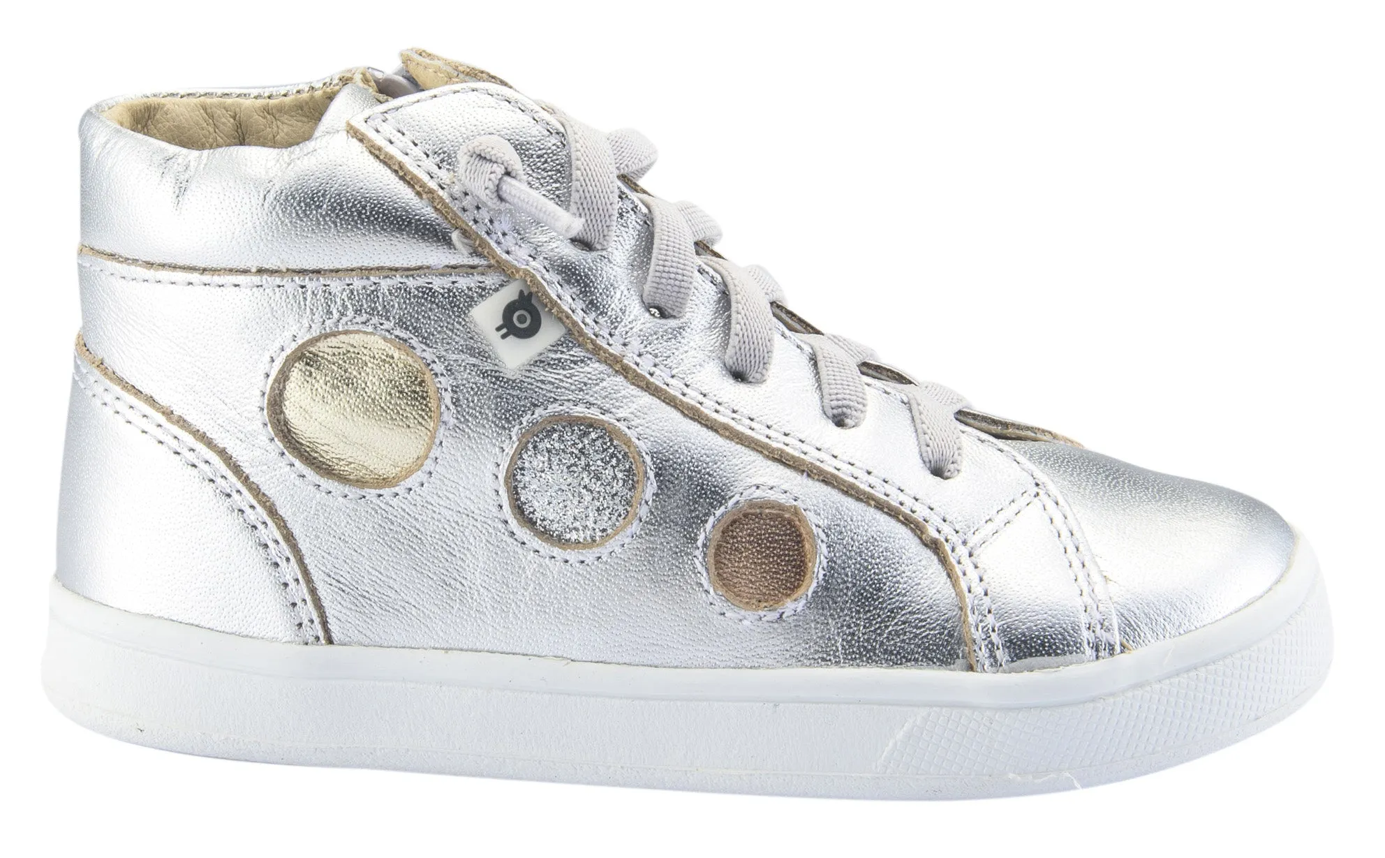 Old Soles Boy's and Girl's Round About High Top Leather Sneakers, Silver