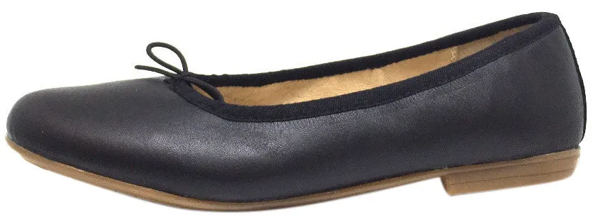 Old Soles Girl's 400 Black Leather Brule Flat