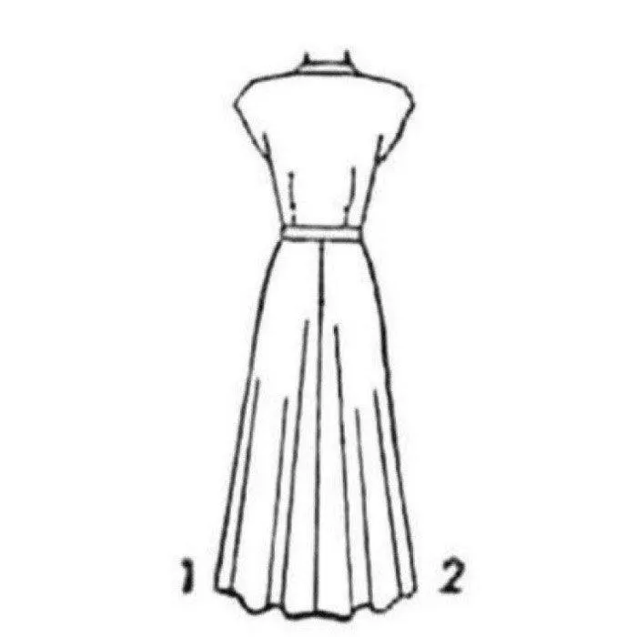 PDF - 1940's Sewing Pattern - Tea Dress with Pockets & Belt - Multi Sizes - Download