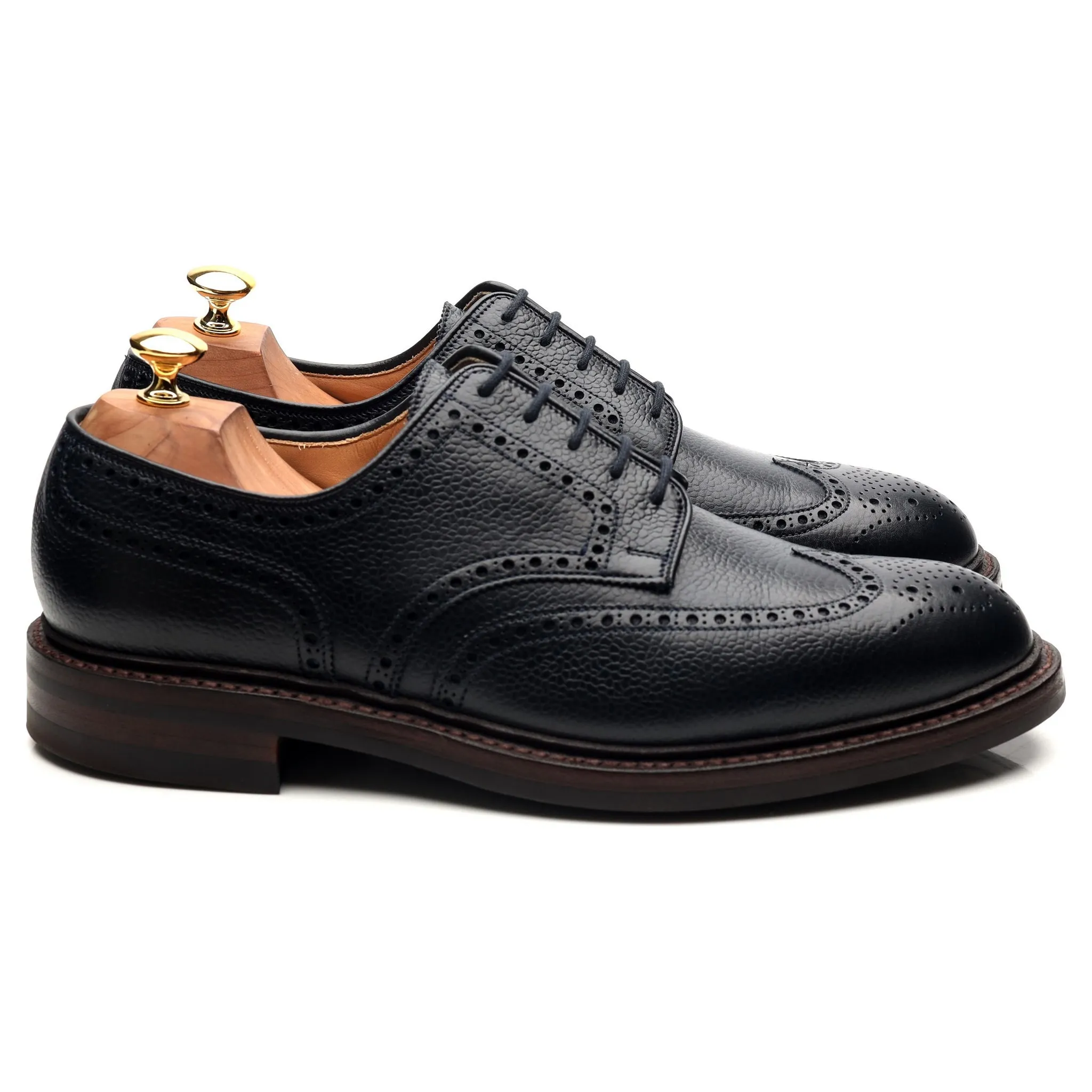 'Pembroke' Navy Blue Leather Derby Brogues UK 9.5 E