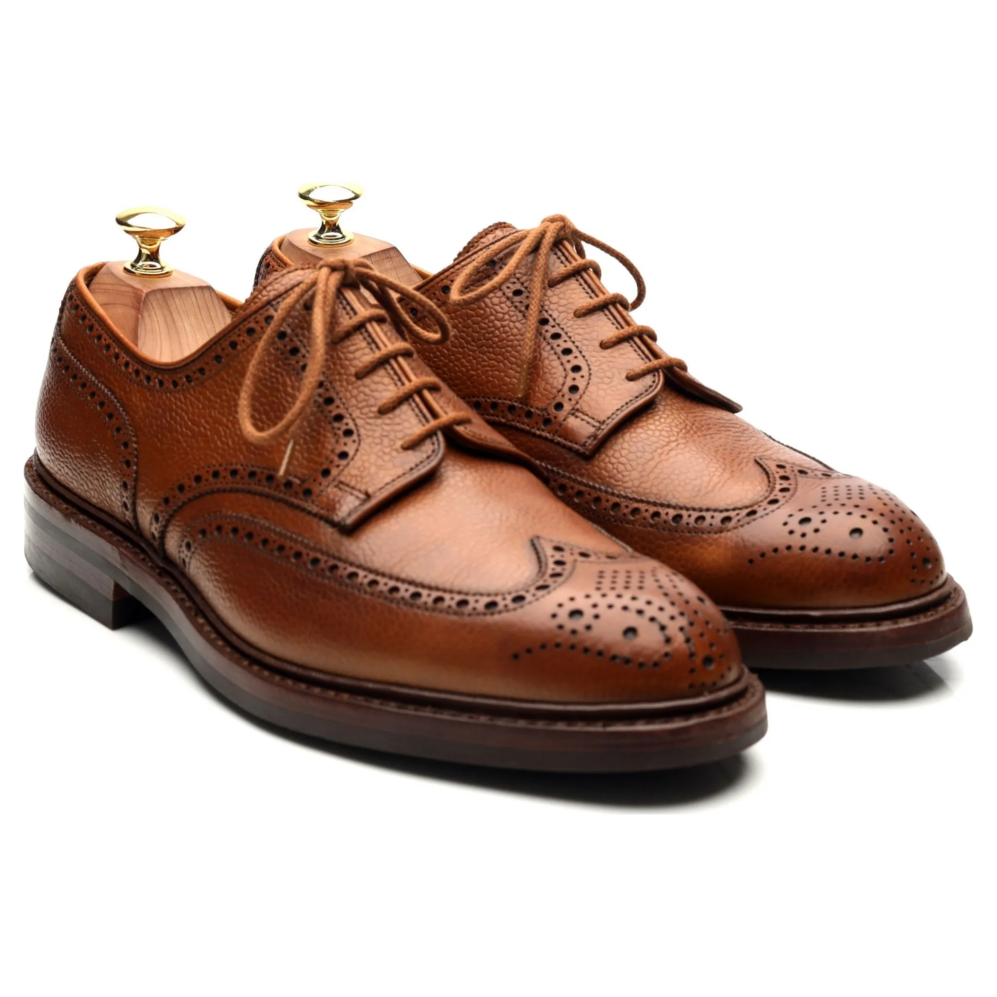 'Pembroke' Tan Brown Leather Derby Brogues UK 8 E