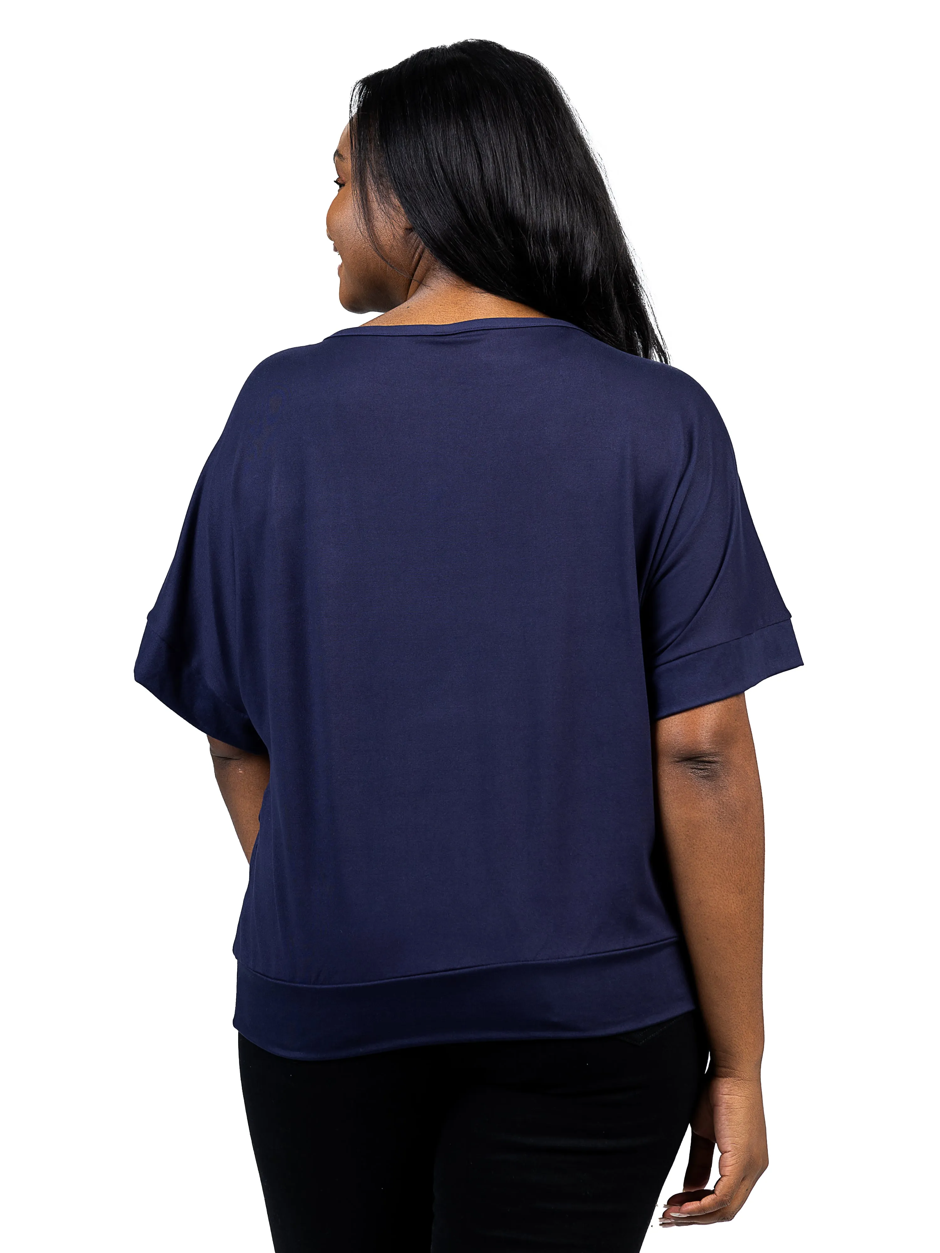 Plus Size Short Sleeve Loose Fitting Dolman Top