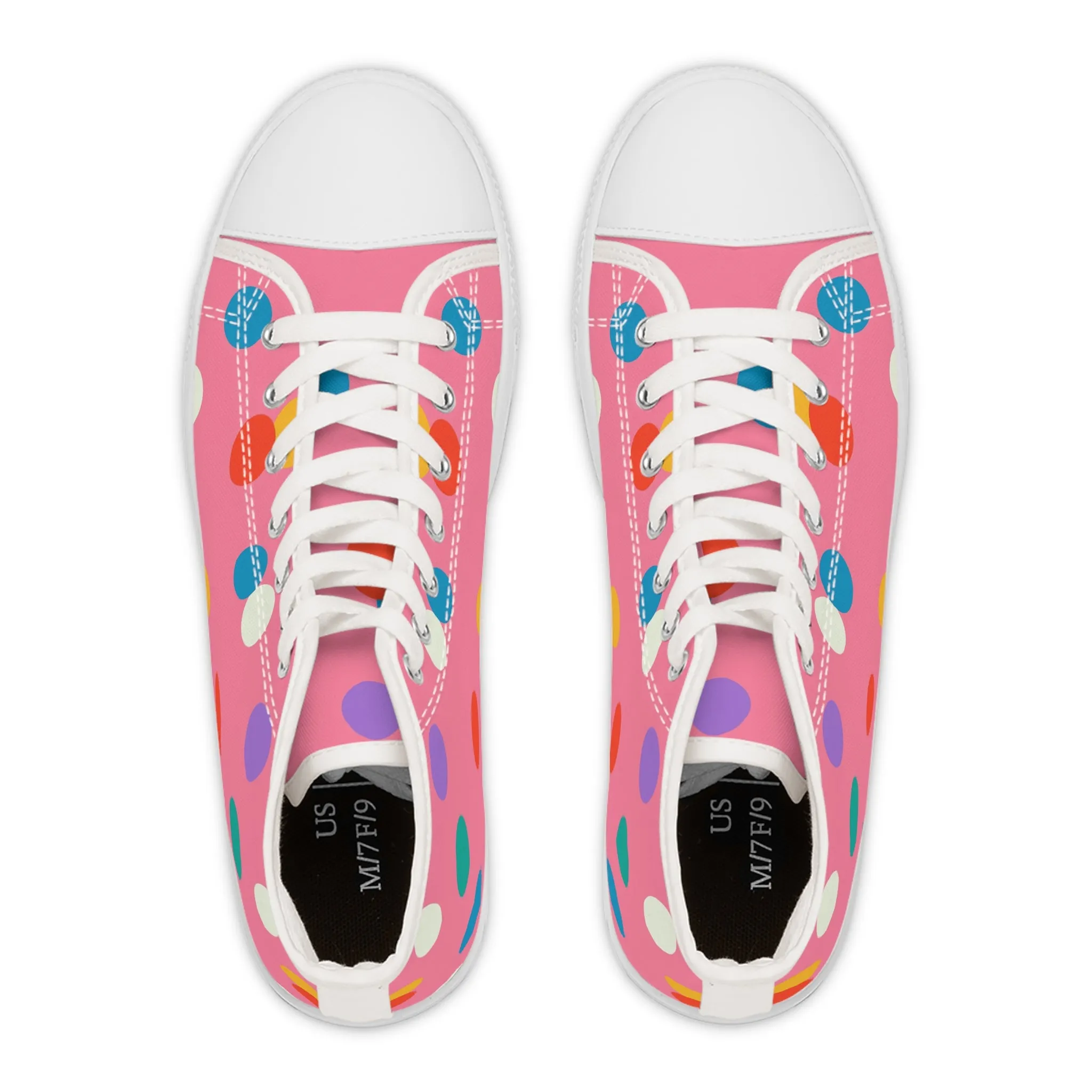 Pokka Dots with Pink Backgrounds Women's High Top Sneakers