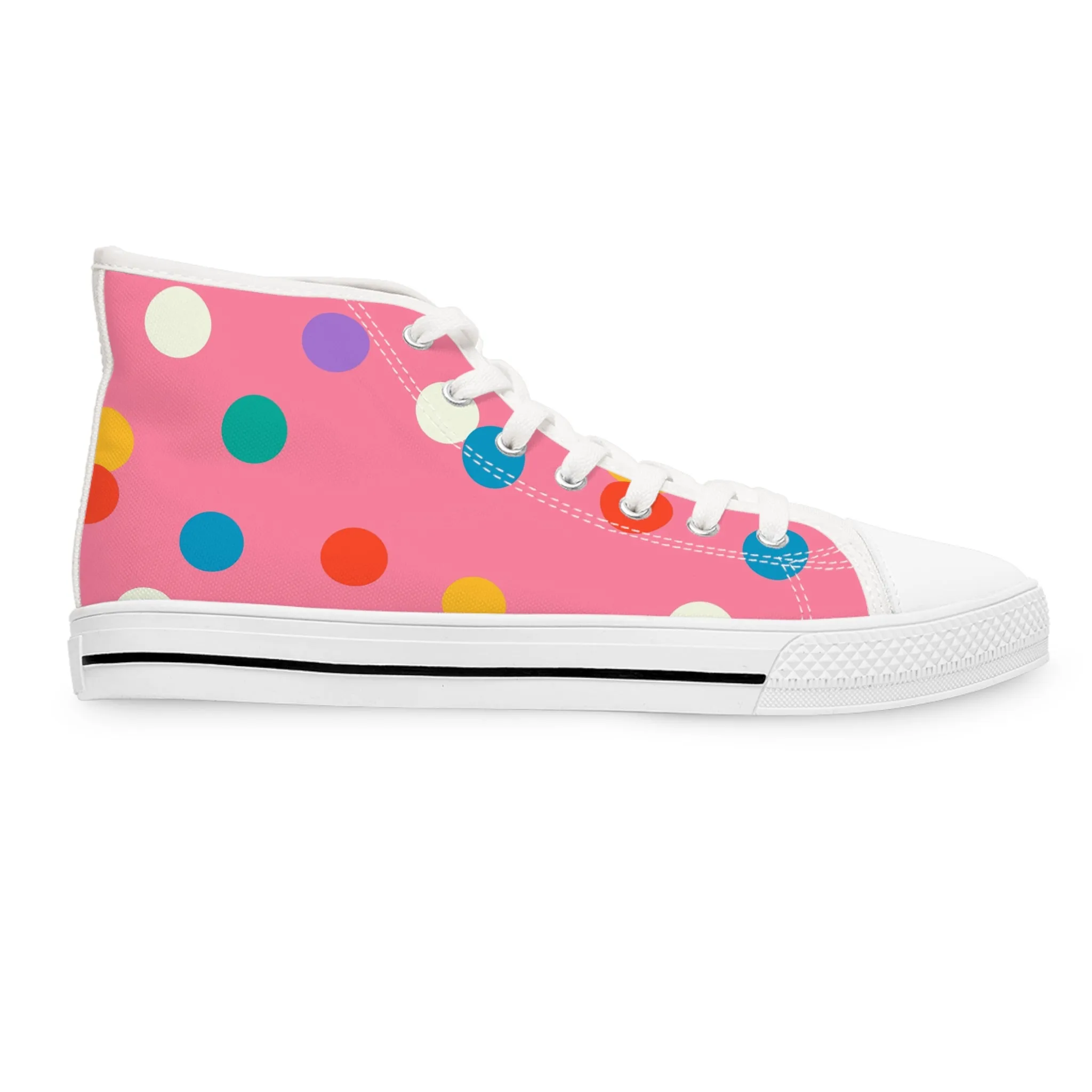 Pokka Dots with Pink Backgrounds Women's High Top Sneakers