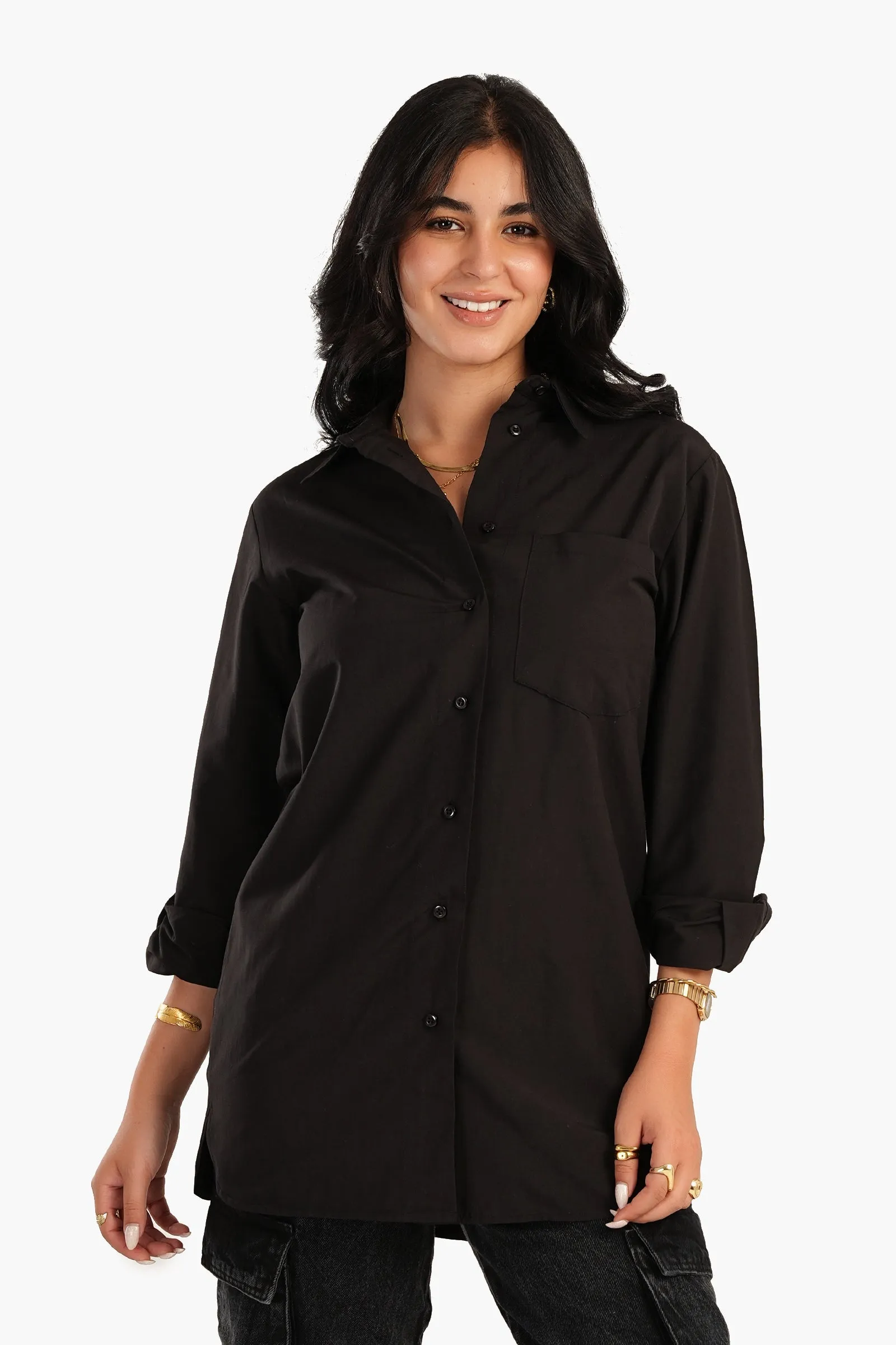 Poplin Shirt with Chest Pocket