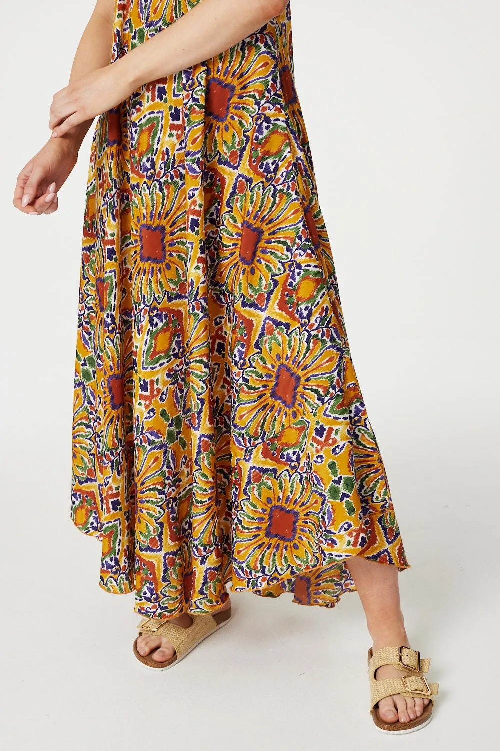 Printed Tassel Detail Maxi Dress