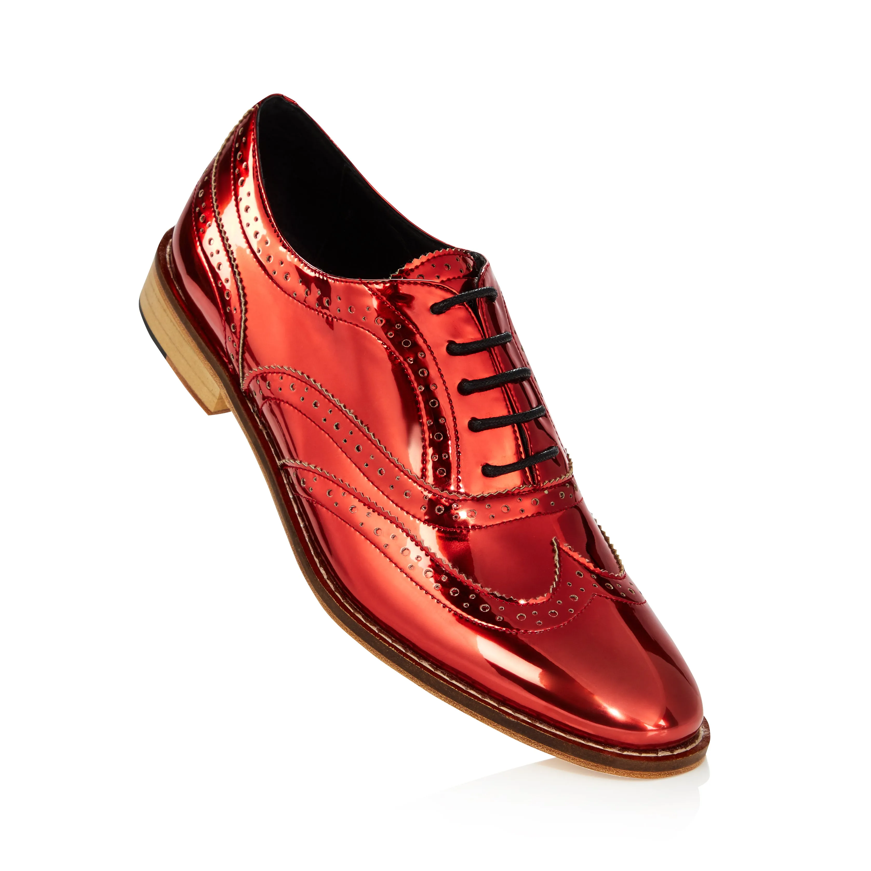 Red Metallic Brogue Shoes