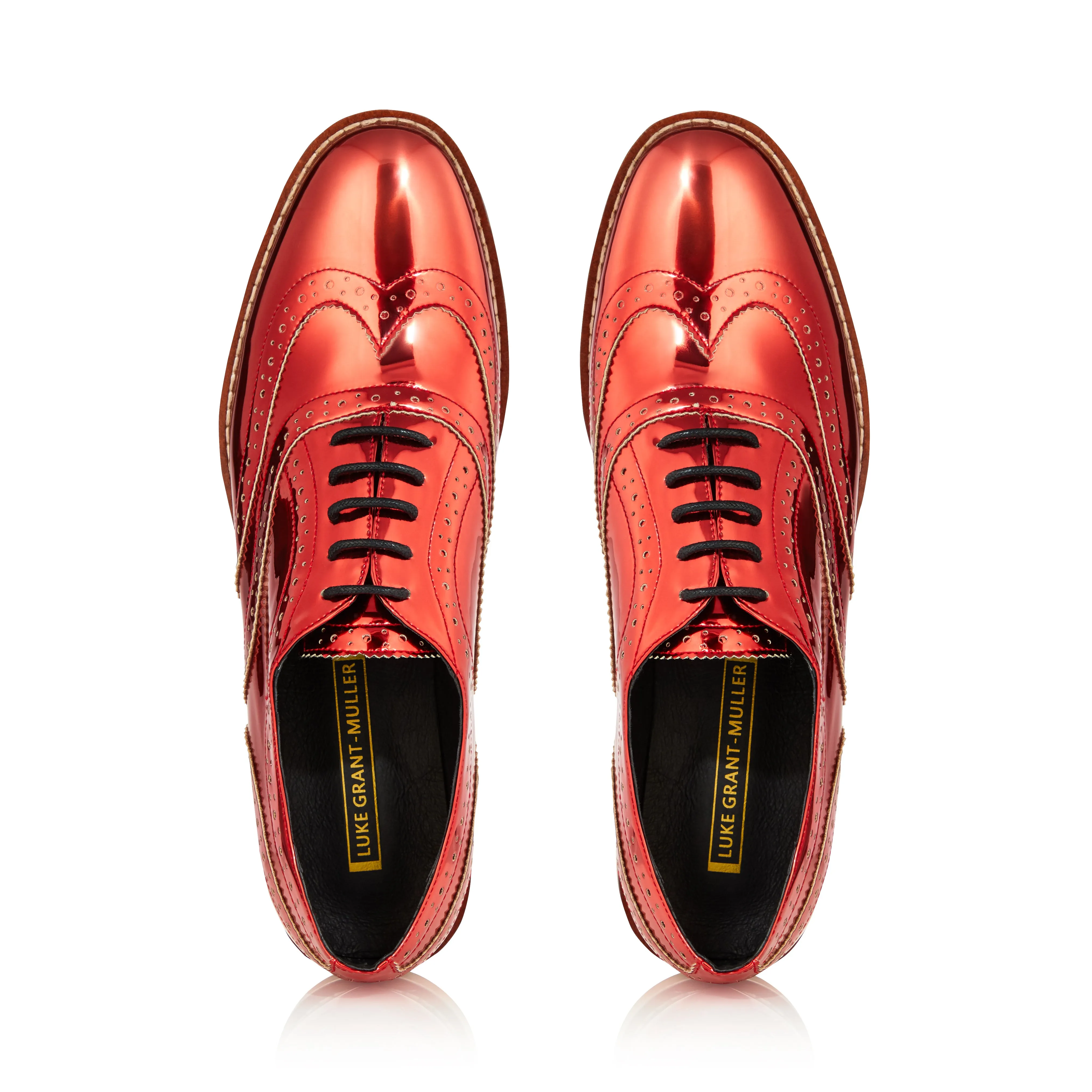 Red Metallic Brogue Shoes