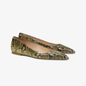 Rowan Flat - Embossed Snakeskin :: Black / Olive