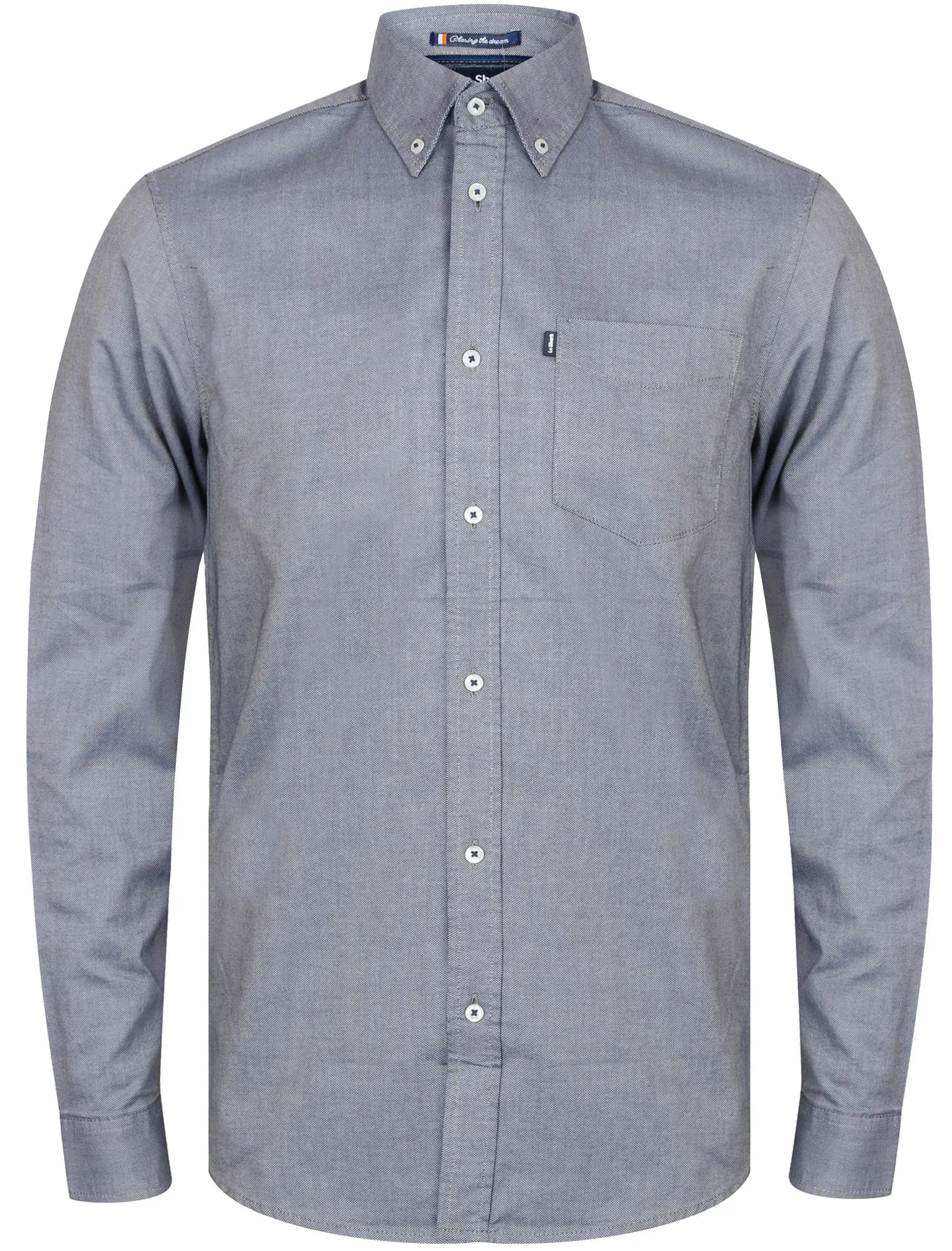 Setana Long Sleeve Dobby Cotton Shirt in Midnight Blue - Le Shark