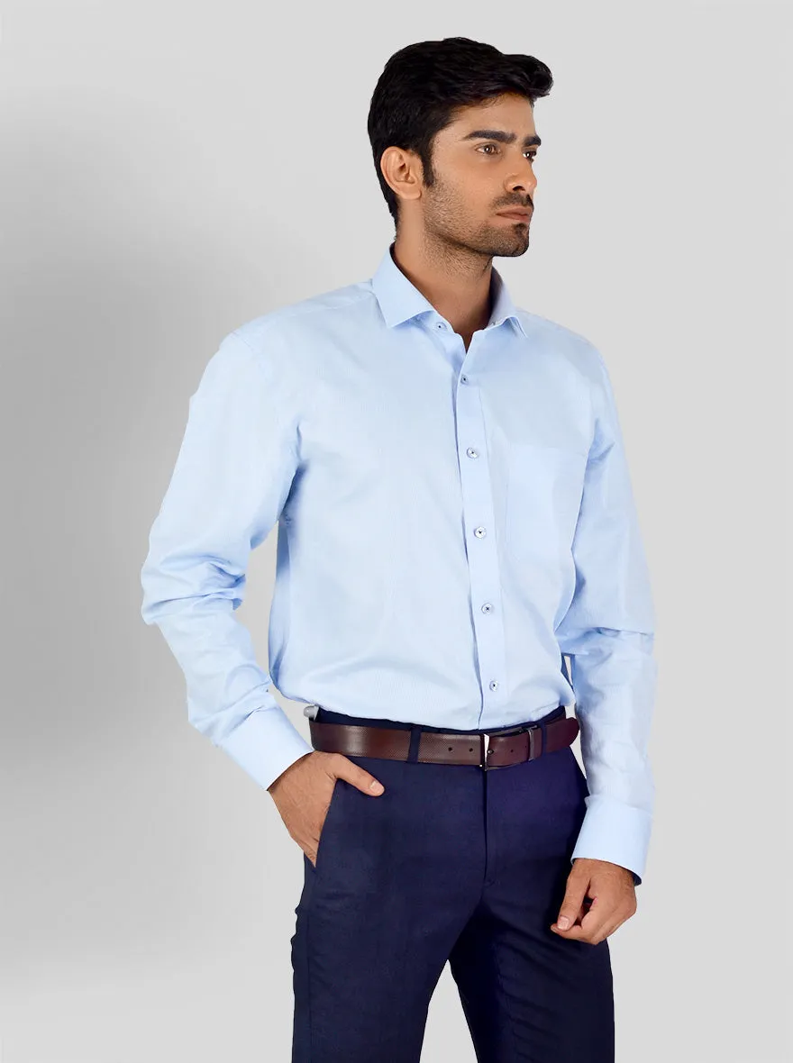 Sky Blue Dobby Regular Fit Formal Shirt | JadeBlue