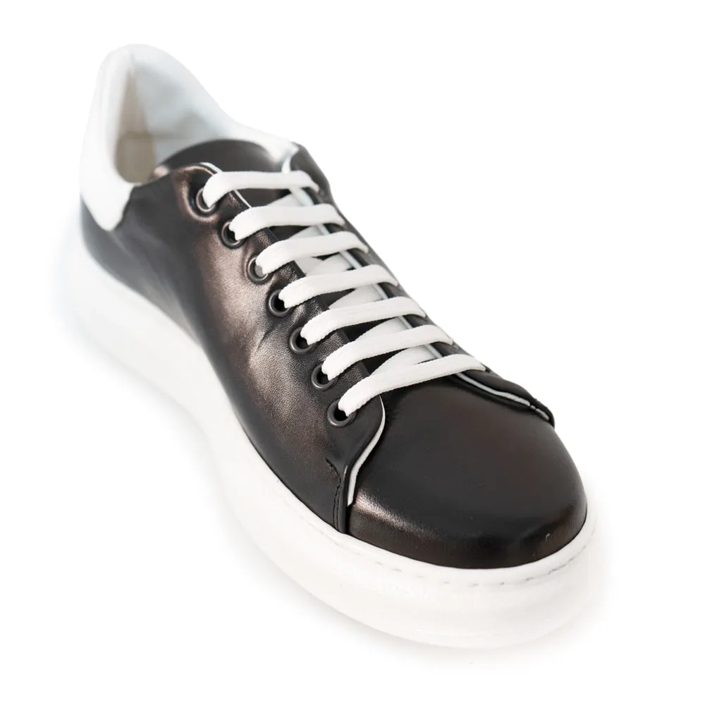 Sneakers Uomo Nera Punta Rotonda Retro Bianco Art. SC52