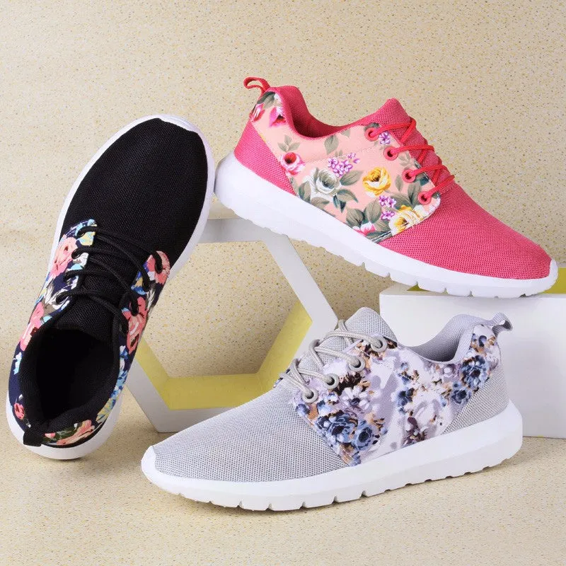 Sneakers Women Trainers Breathable Print Flower 90 Casual Shoes Woman Summer Mesh Low Top Shoes