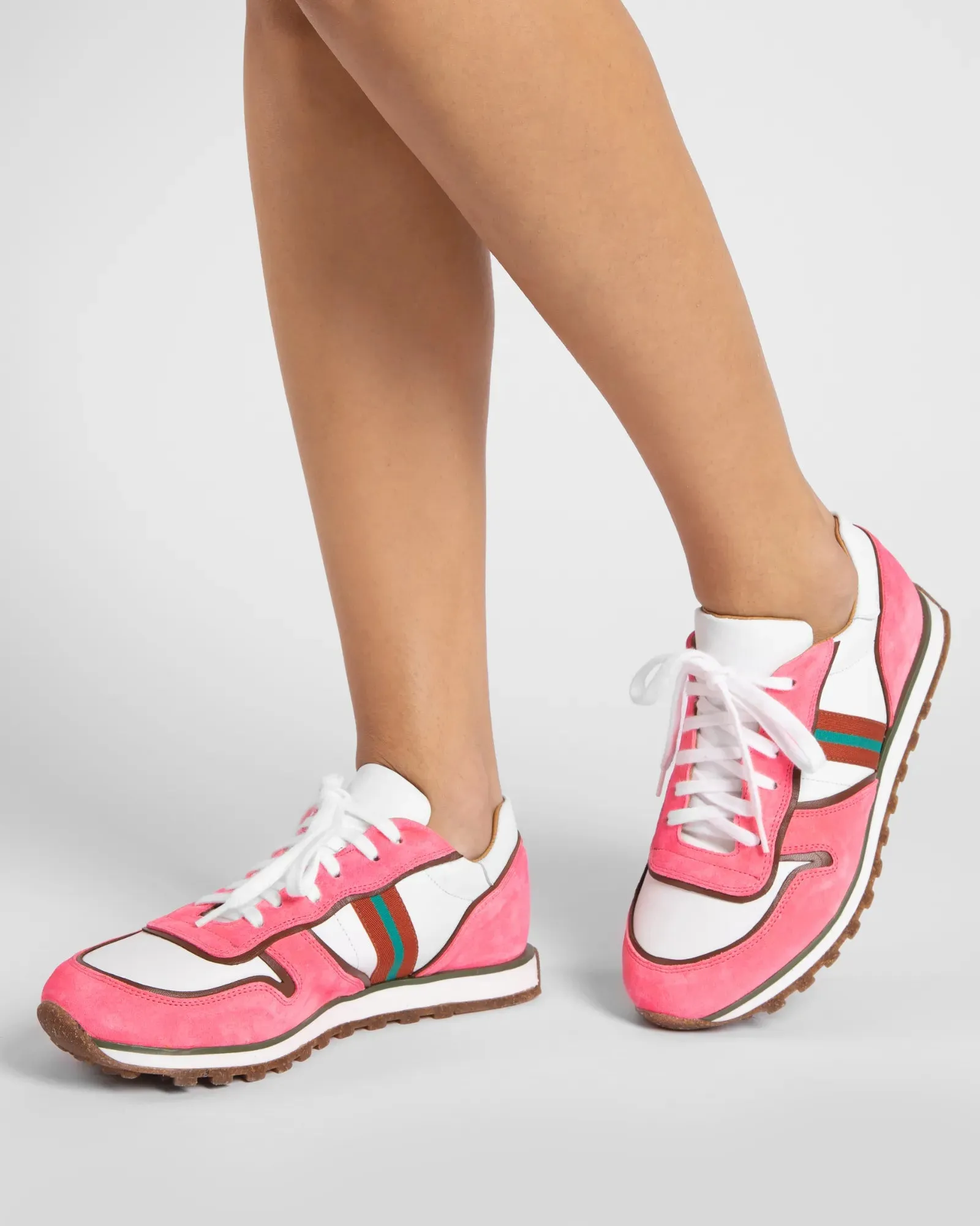 Studio Neon Suede Leather Trainers - Pink