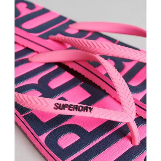 Superdry Womens Vintage Vegan Flip Flops Fluro Pink