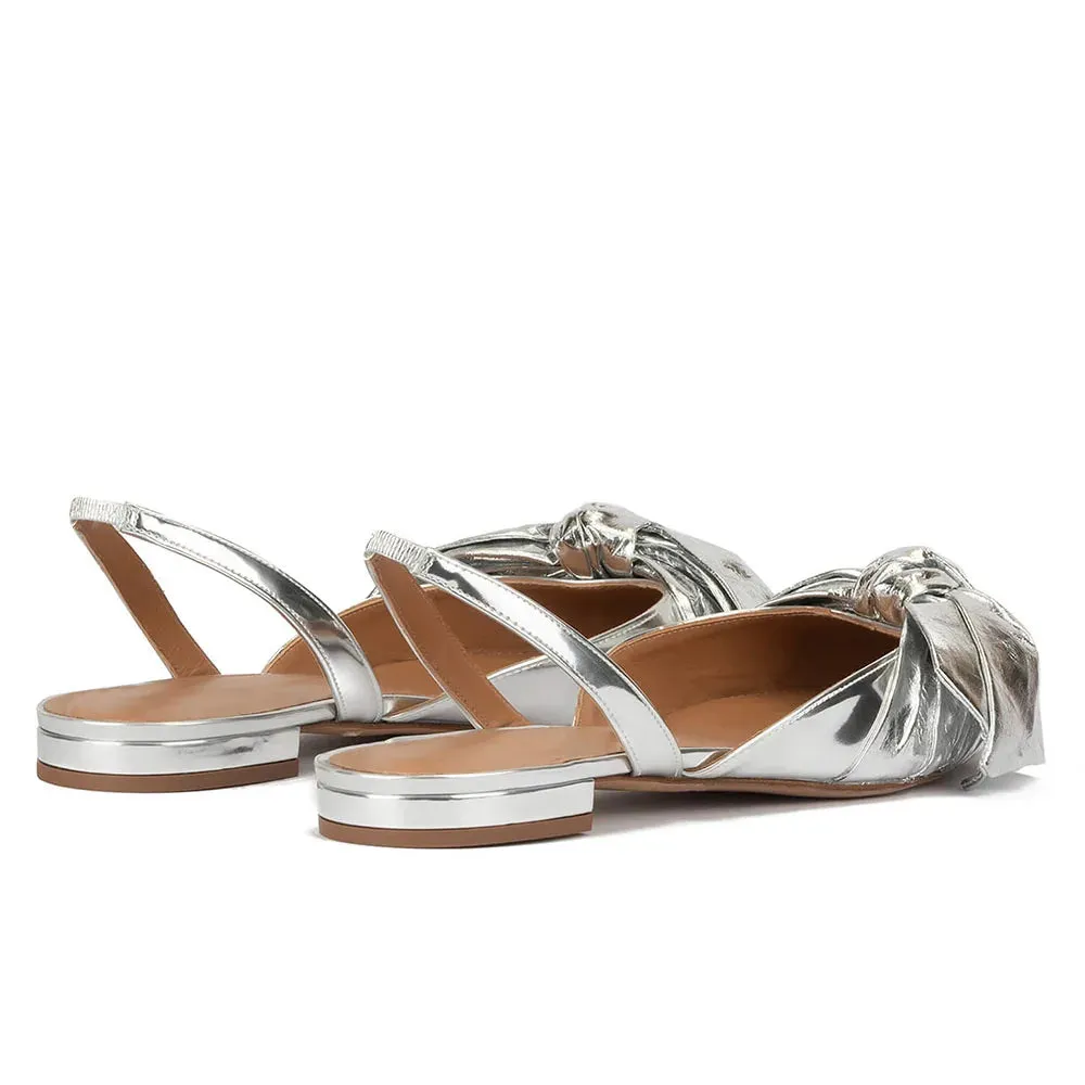 Trend4us Women's Gorgeous Metallic Bow Slingback Flats