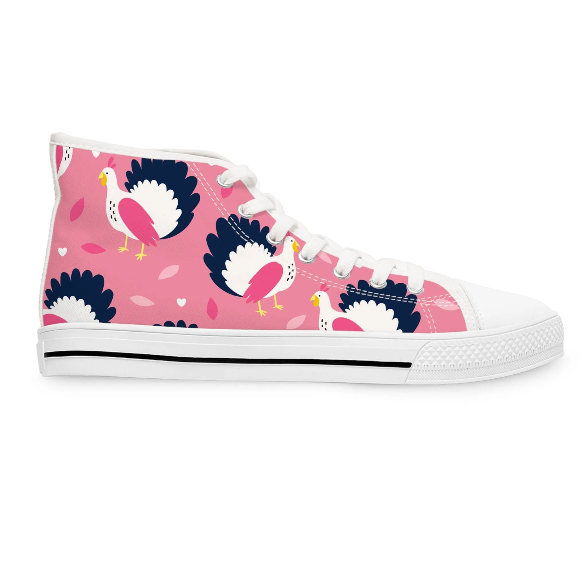 Turkey with Pink Background Women's High Top Sneakers