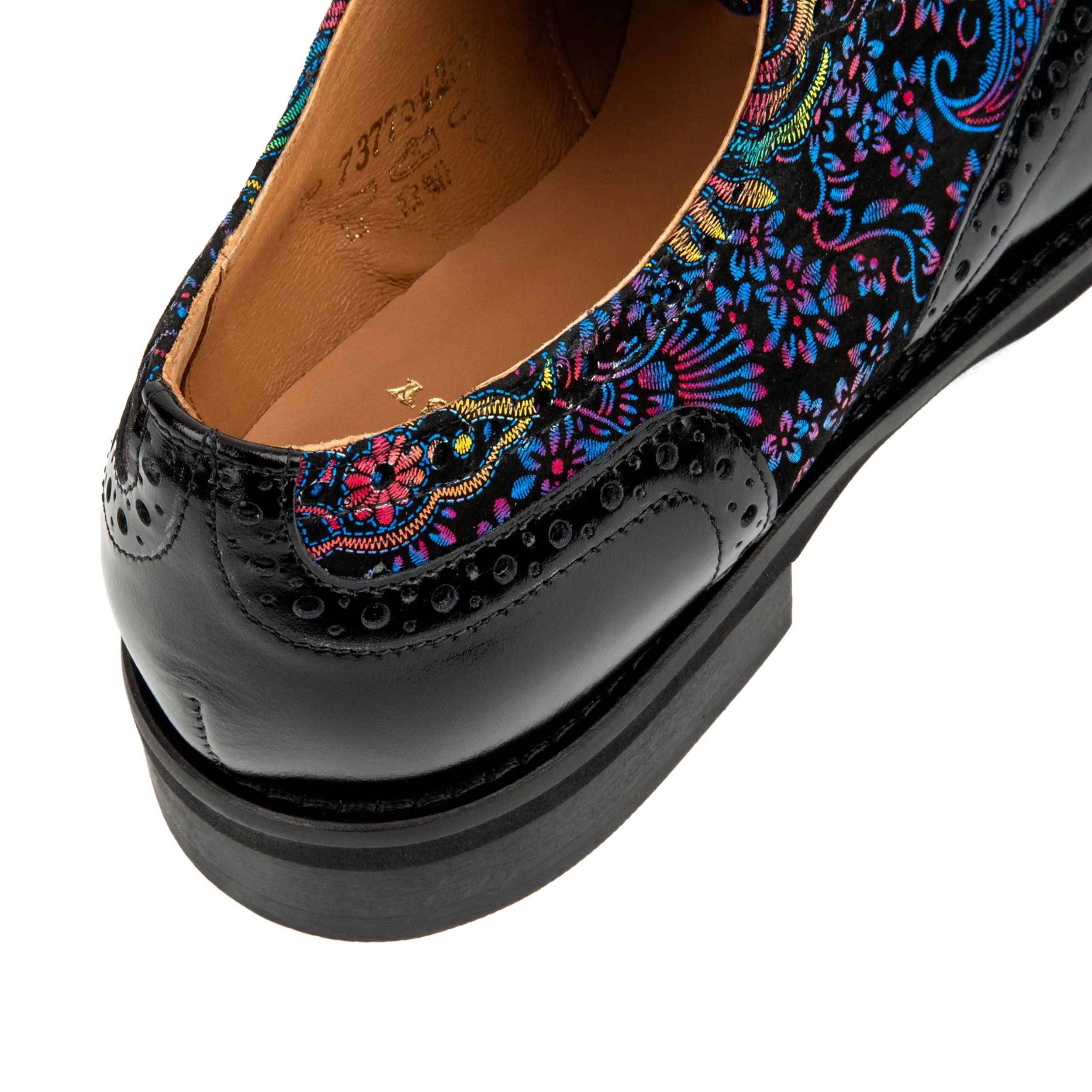 Vivienne - Black & Blue - Women's leather oxfords with wingtip and brogue details