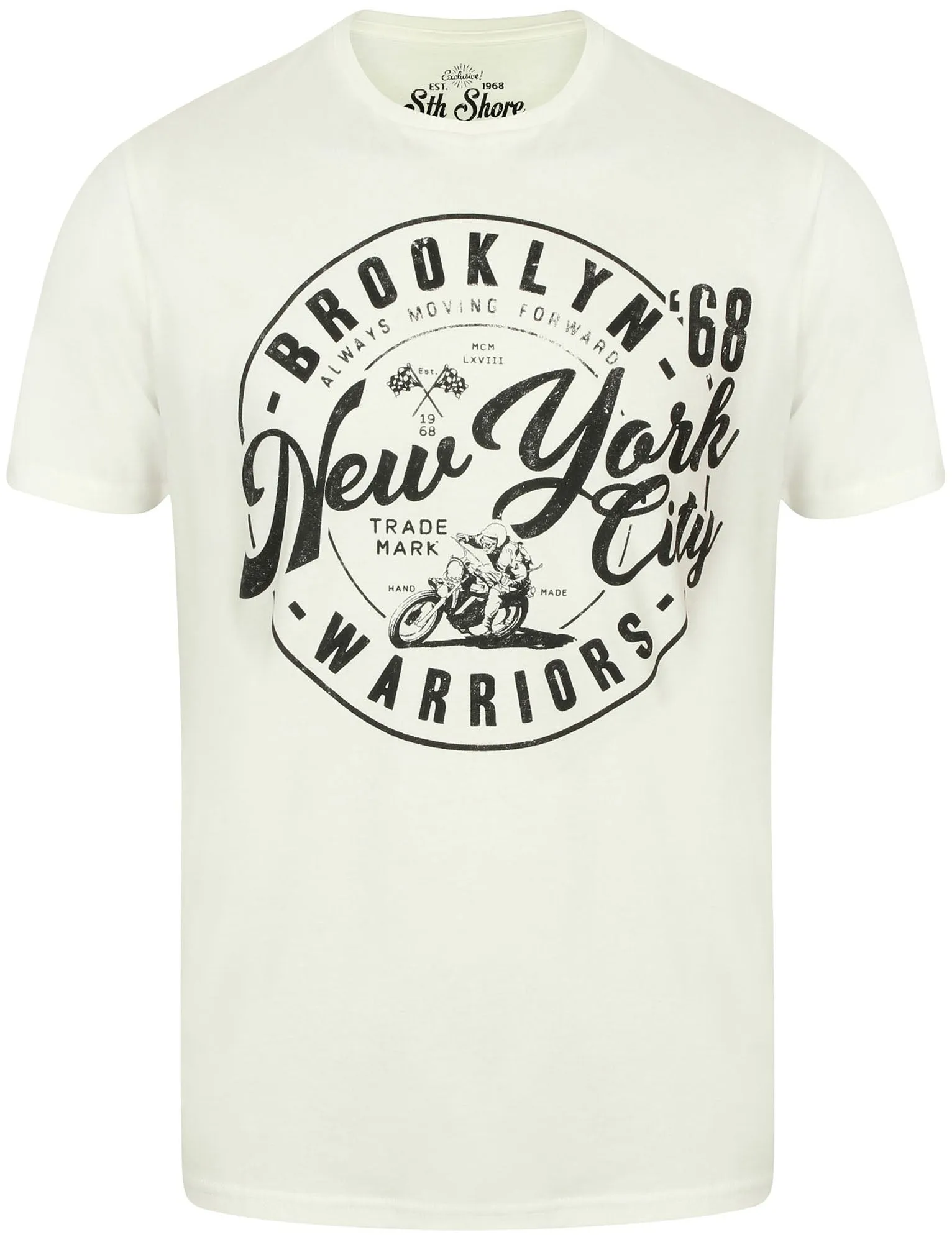 Warriors Crew Neck T-Shirt with Motif in Ivory - South Shore