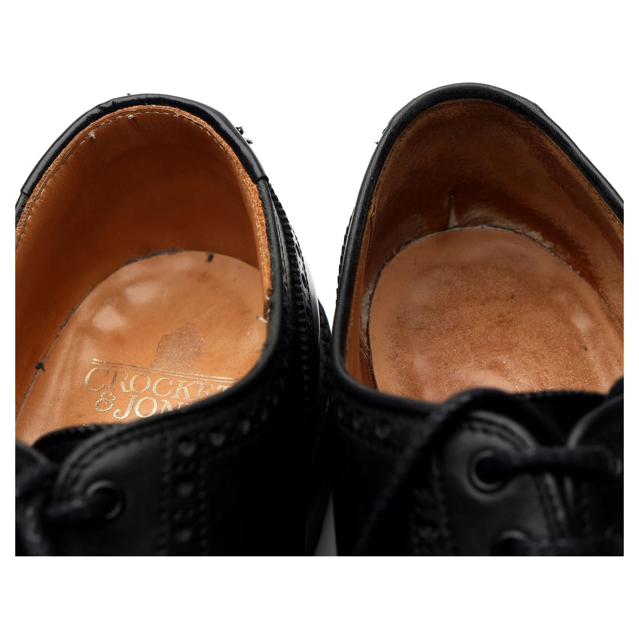 'Warwick' Black Leather Derby Brogues UK 9.5 F