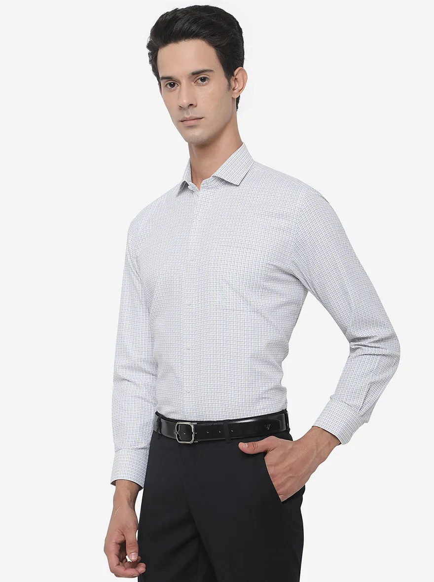 White & Yellow Checked Regular Fit Formal Shirt | Greenfibre